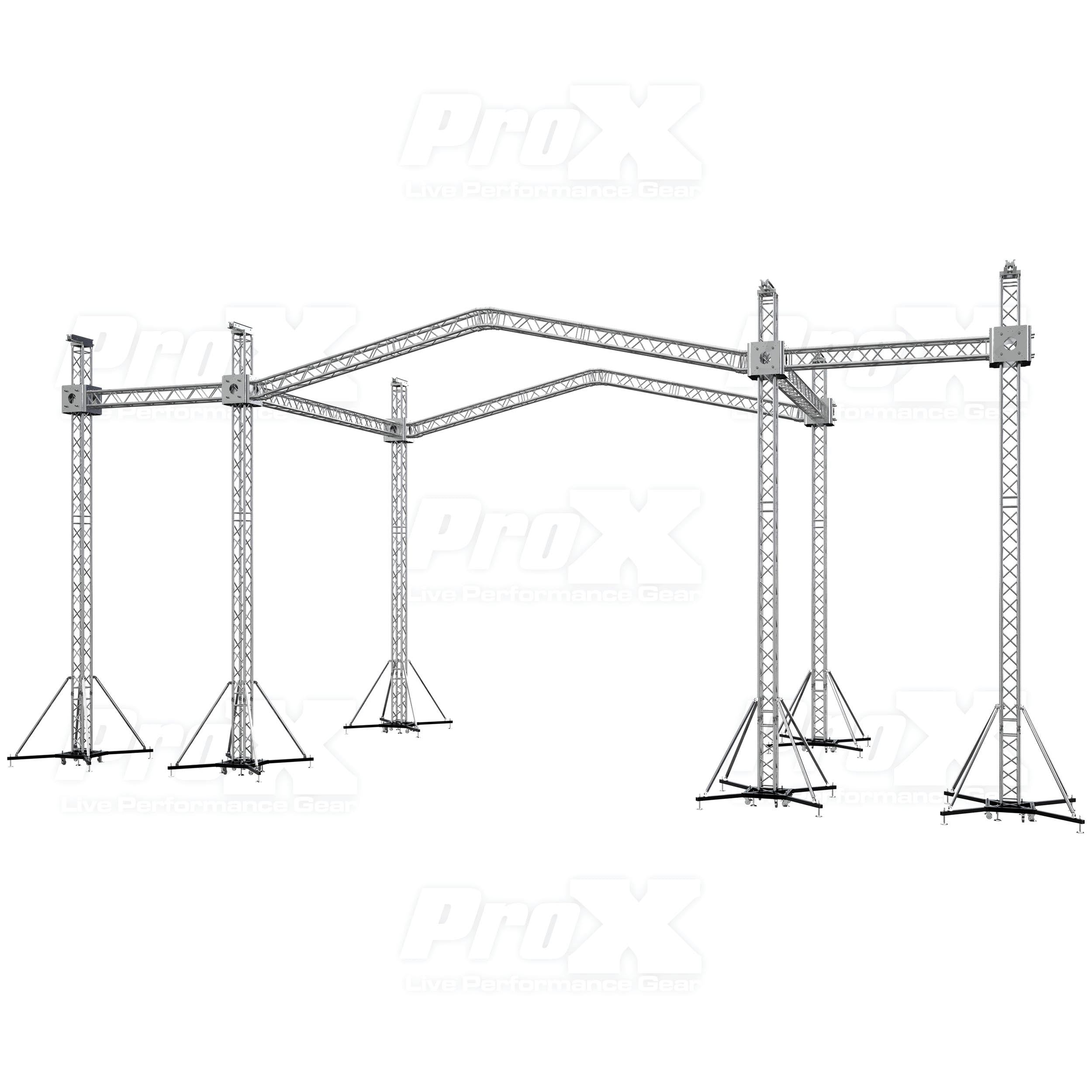 12D PR2 Stage Roofing System with 7 Ft Speaker Wings and  6 Chain Hoists | 30 Ft W x 20 Ft L x 23 Ft H