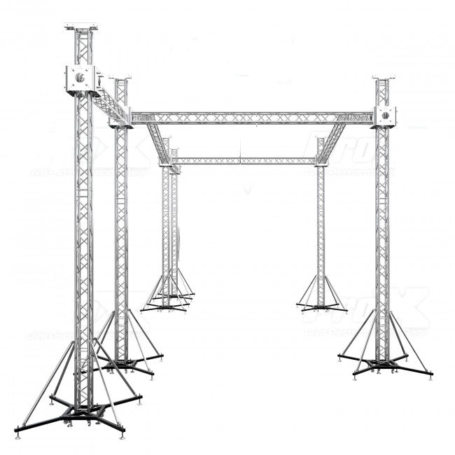 12D PR2 Stage Roofing System with 7 Ft Speaker Wings and  6 Chain Hoists | 30 Ft W x 20 Ft L x 23 Ft H