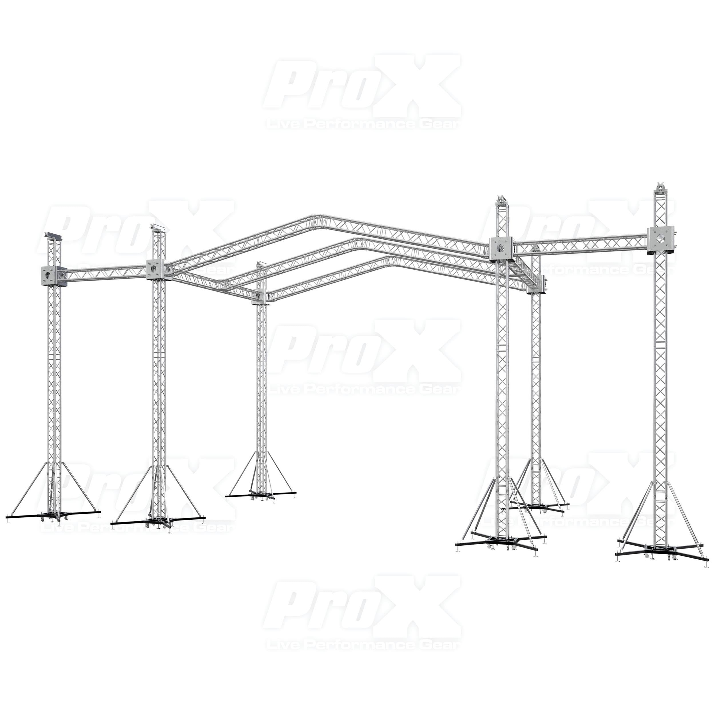 12D PR3 Stage Roofing System with 7 Ft Speaker Wings and  6 Chain Hoists | 30 Ft W x 20 Ft L x 23 Ft H