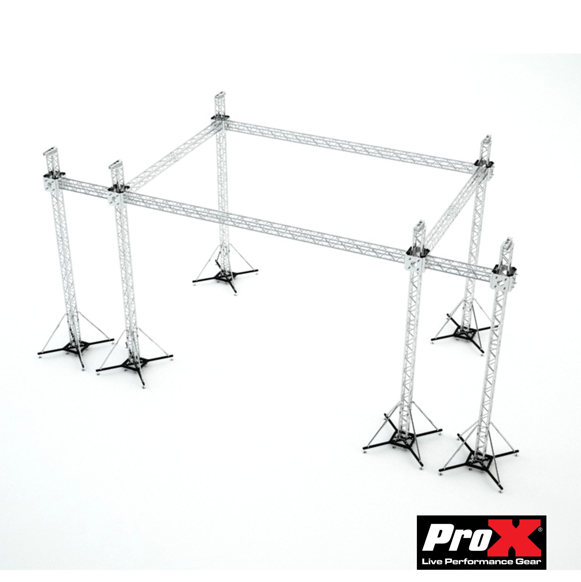 Flat Stage Roofing System with 7 Ft Speaker Wings and  6 Chain Hoists | 30 Ft W x 20 Ft L x 23 Ft H