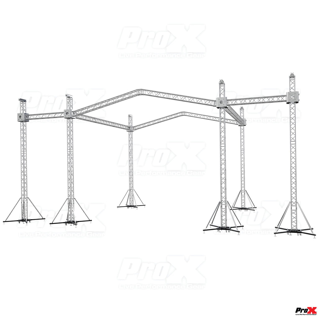 12D Stage Roofing System with 7 Ft Speaker Wings and 6 Chain Hoists | 30 Ft W x 30 Ft L x 23 Ft H