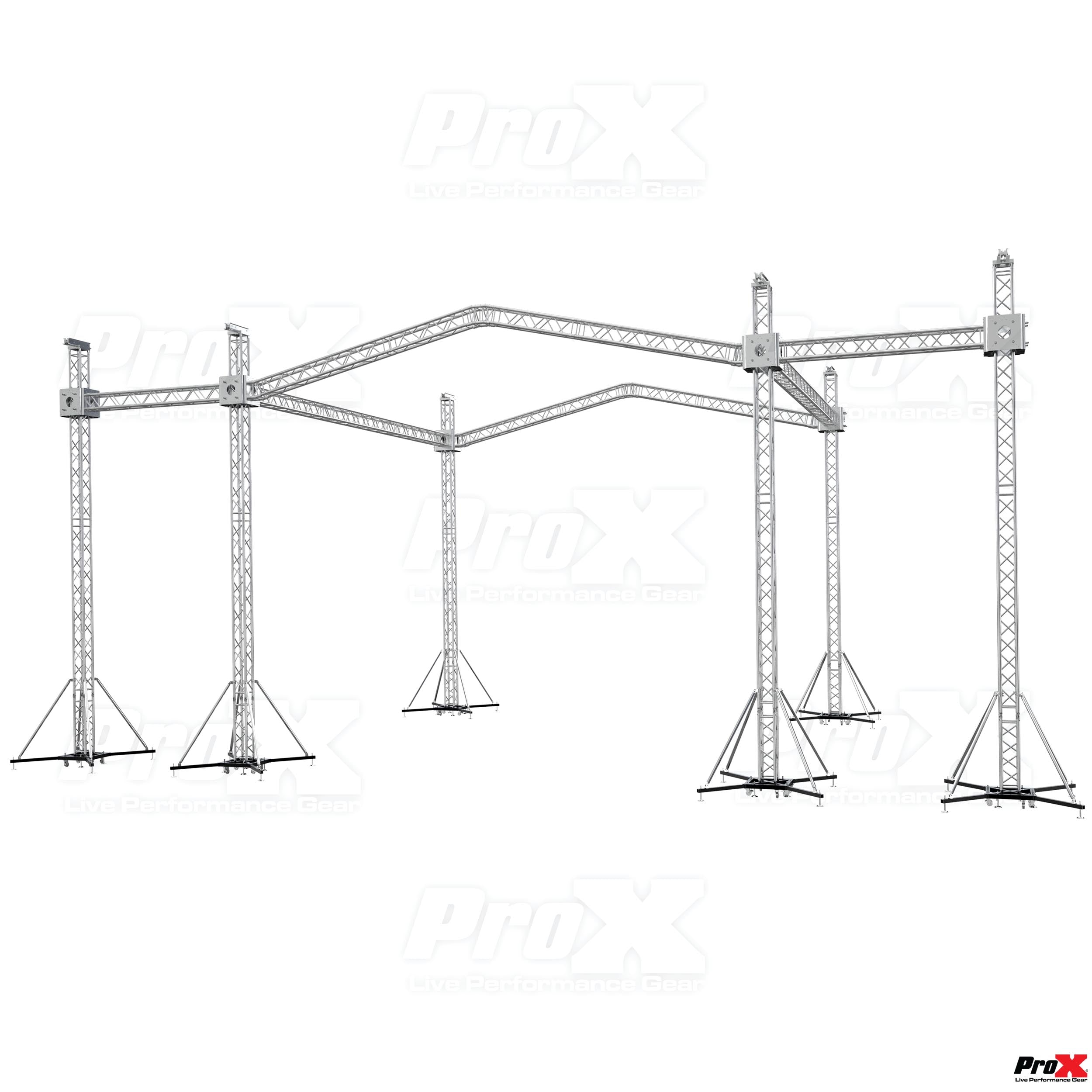 12D Stage Roofing System with 7 Ft Speaker Wings and 6 Chain Hoists | 30 Ft W x 30 Ft L x 23 Ft H