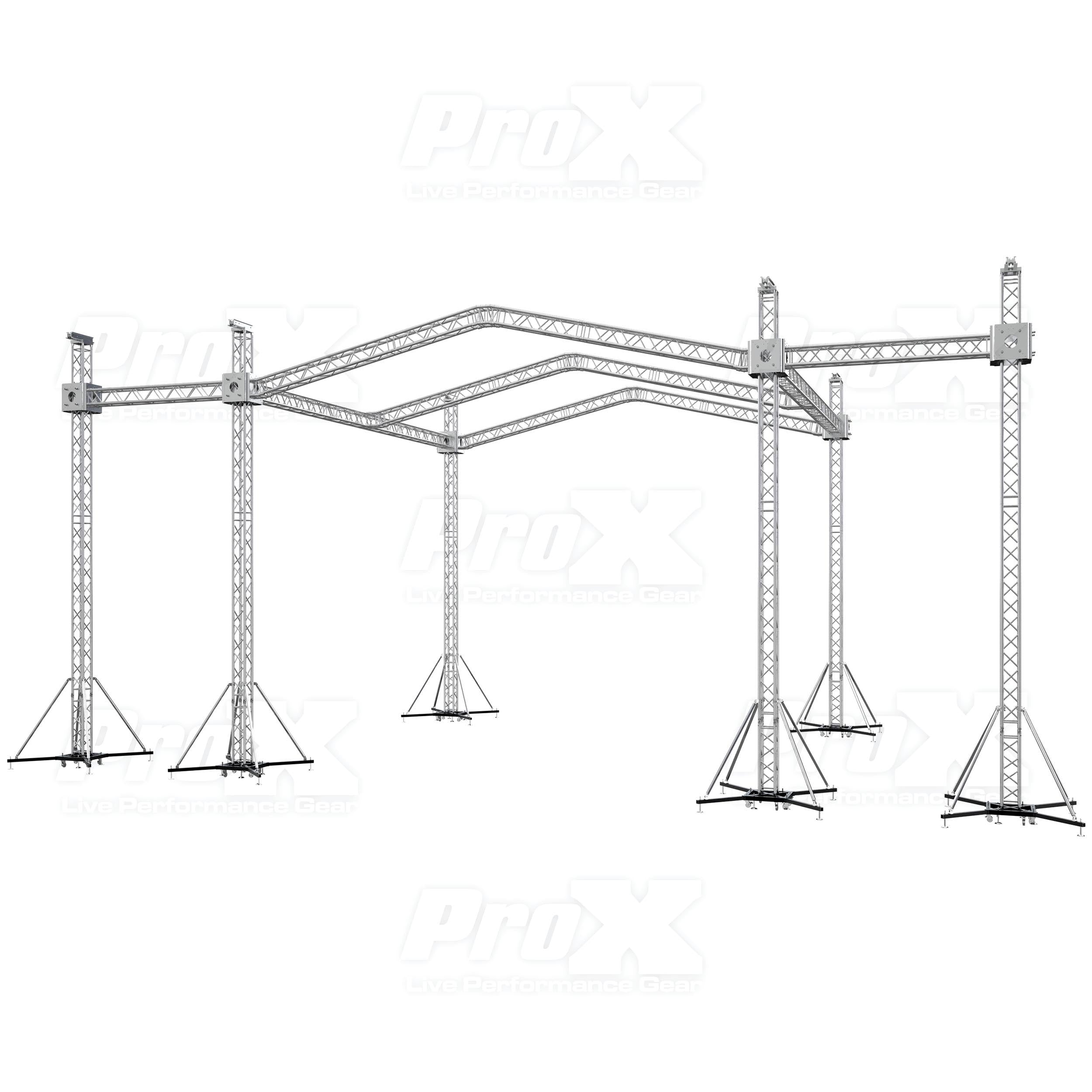 12D Stage Roofing System 30'W x 30'L x 23'H & Speaker Wings - Incl 6 Chain Hoist