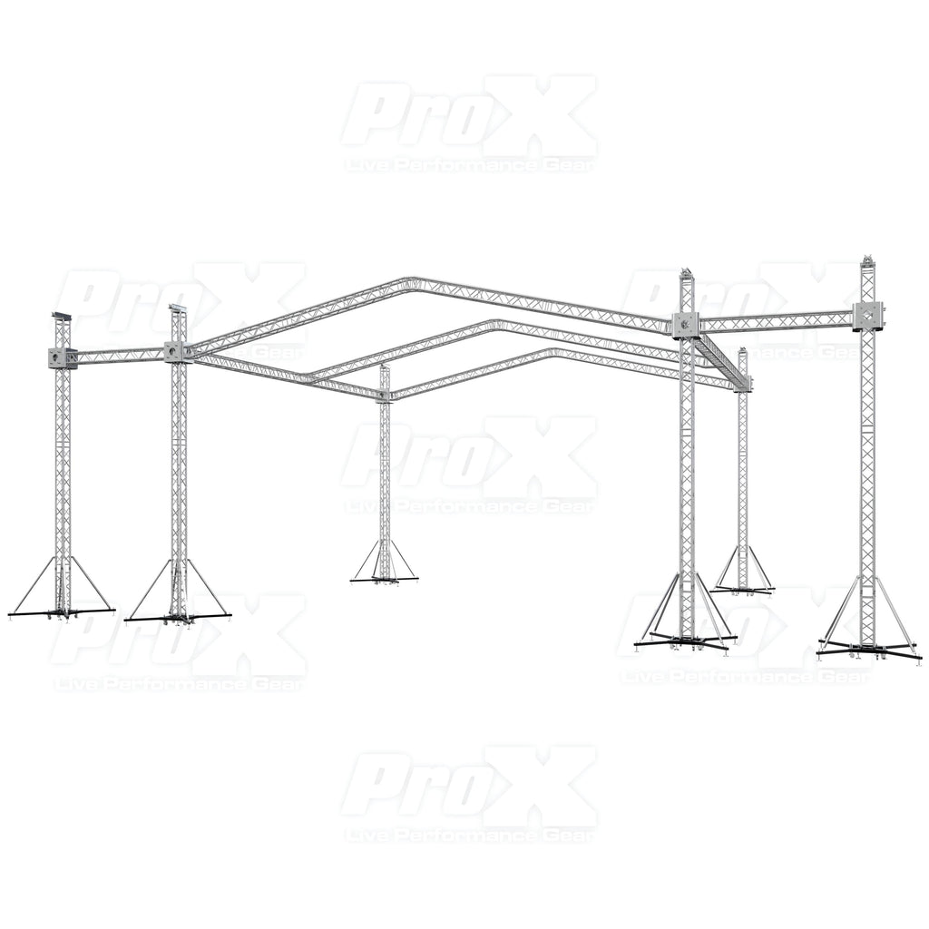 12D Stage Roofing System 40'W x 40'L x 23'H & Speaker Wings - Incl 6 Chain Hoist