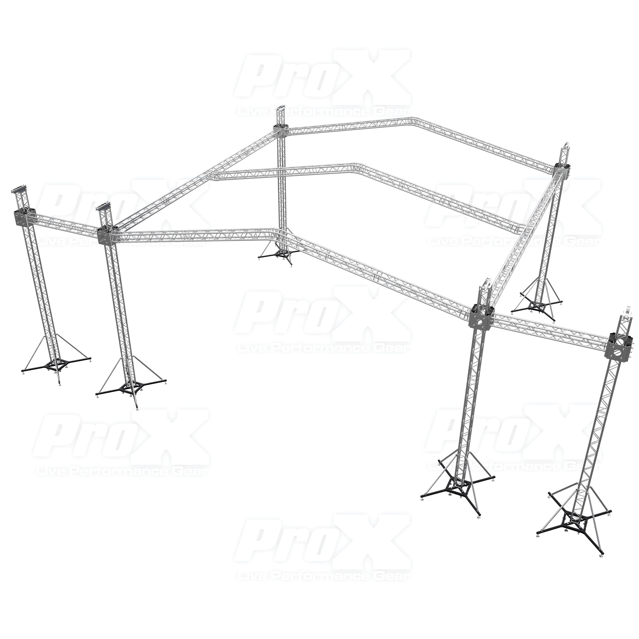 12D Stage Roofing System 40'W x 40'L x 23'H & Speaker Wings - Incl 6 Chain Hoist
