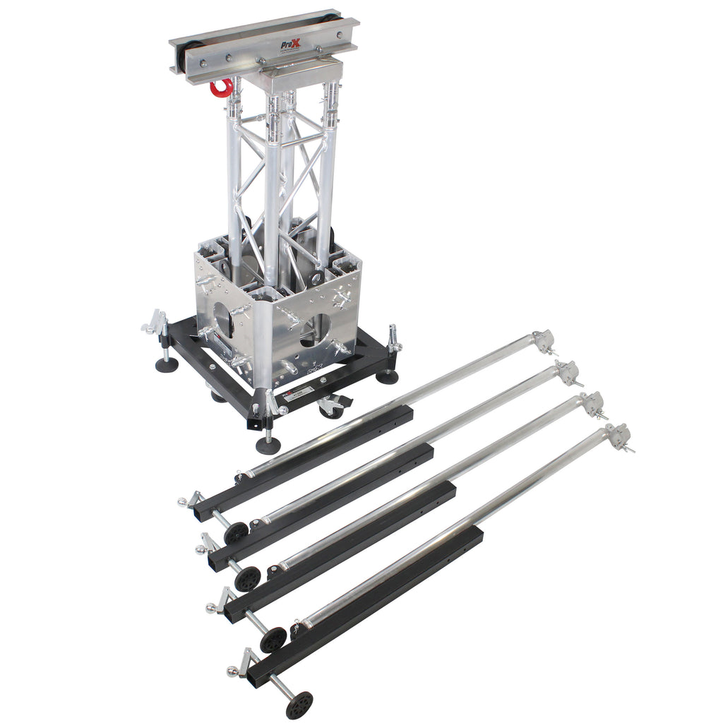 Truss Tower Stage Roofing System Package -Top Block | Hinges | Base | Outriggers and 3.28 Ft. 2 mm Wall Truss Segment