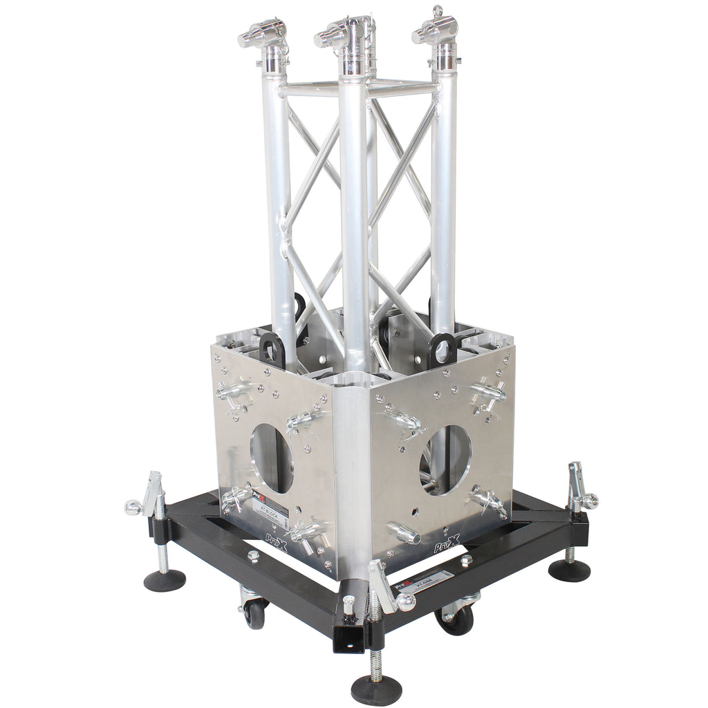 Truss Tower Stage Roofing System Package -Top Block | Hinges | Base | Outriggers and 3.28 Ft. 2 mm Wall Truss Segment