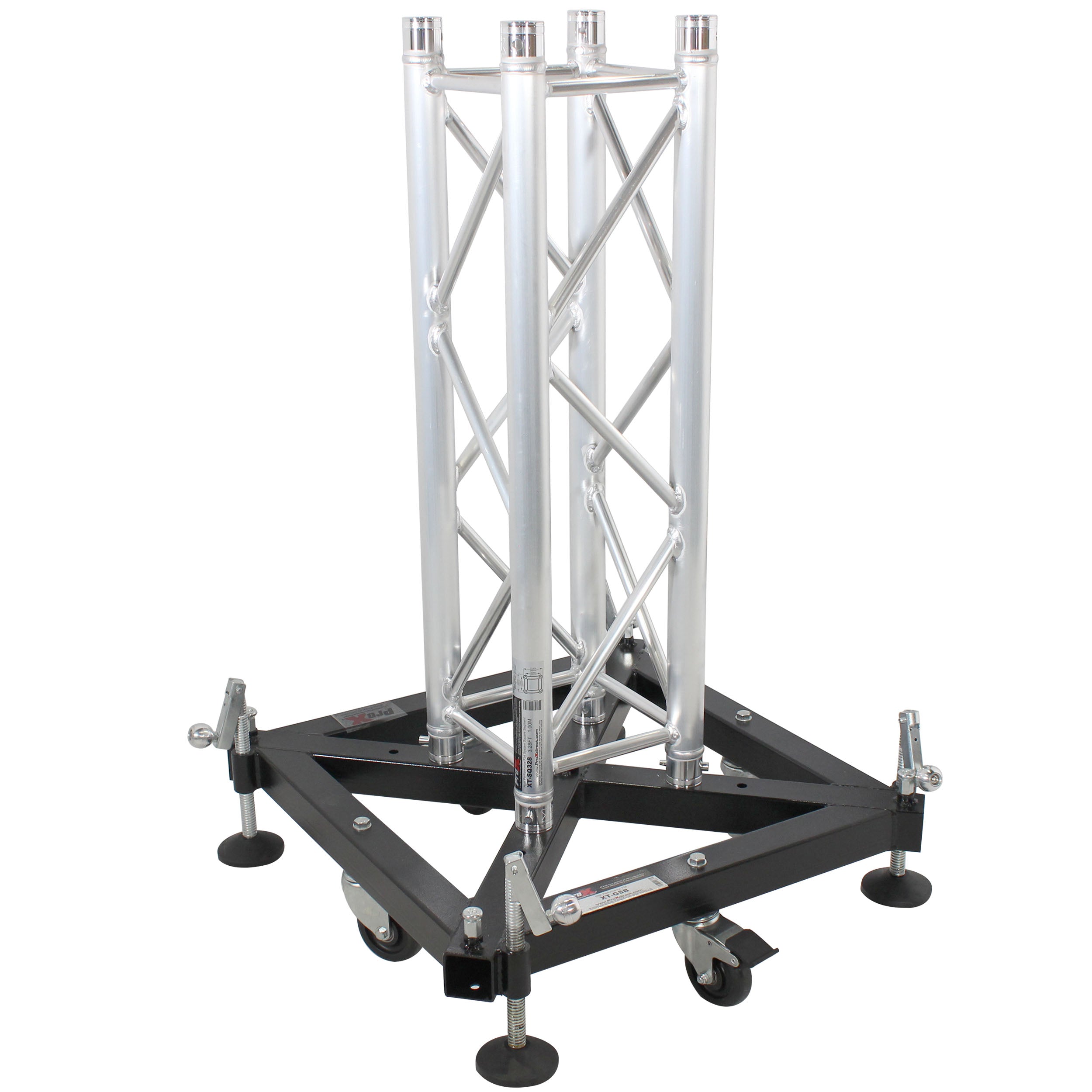 Truss Tower Stage Roofing System Package -Top Block | Hinges | Base | Outriggers and 3.28 Ft. 2 mm Wall Truss Segment