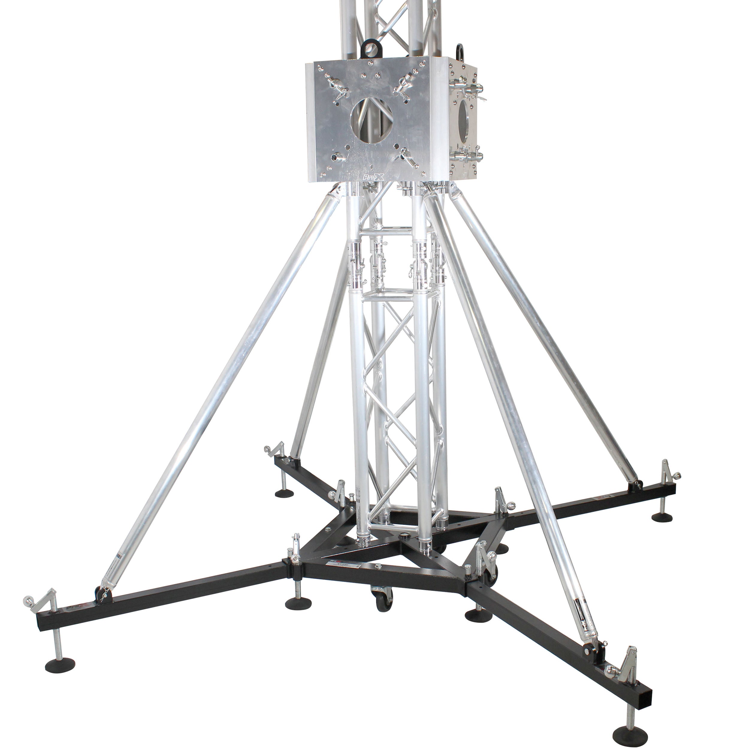 Truss Tower Stage Roofing System Package -Top Block | Hinges | Base | Outriggers and 3.28 Ft. 2 mm Wall Truss Segment