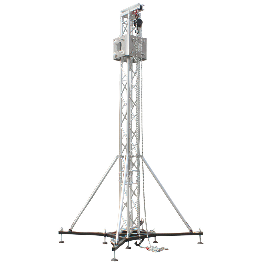 Truss Tower Stage Roofing System Package -Top Block | Hinges | Base | Outriggers and 3.28 Ft. 2 mm Wall Truss Segment