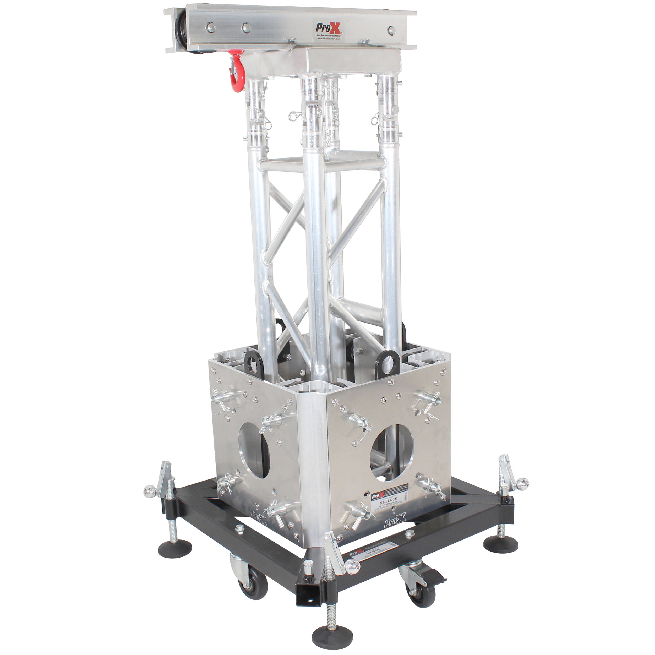 PRO Truss Tower Stage Lift System Package -Top Block | Hinges | Base | Outriggers and 3.28 Ft. 3 mm Ladder Truss Segment