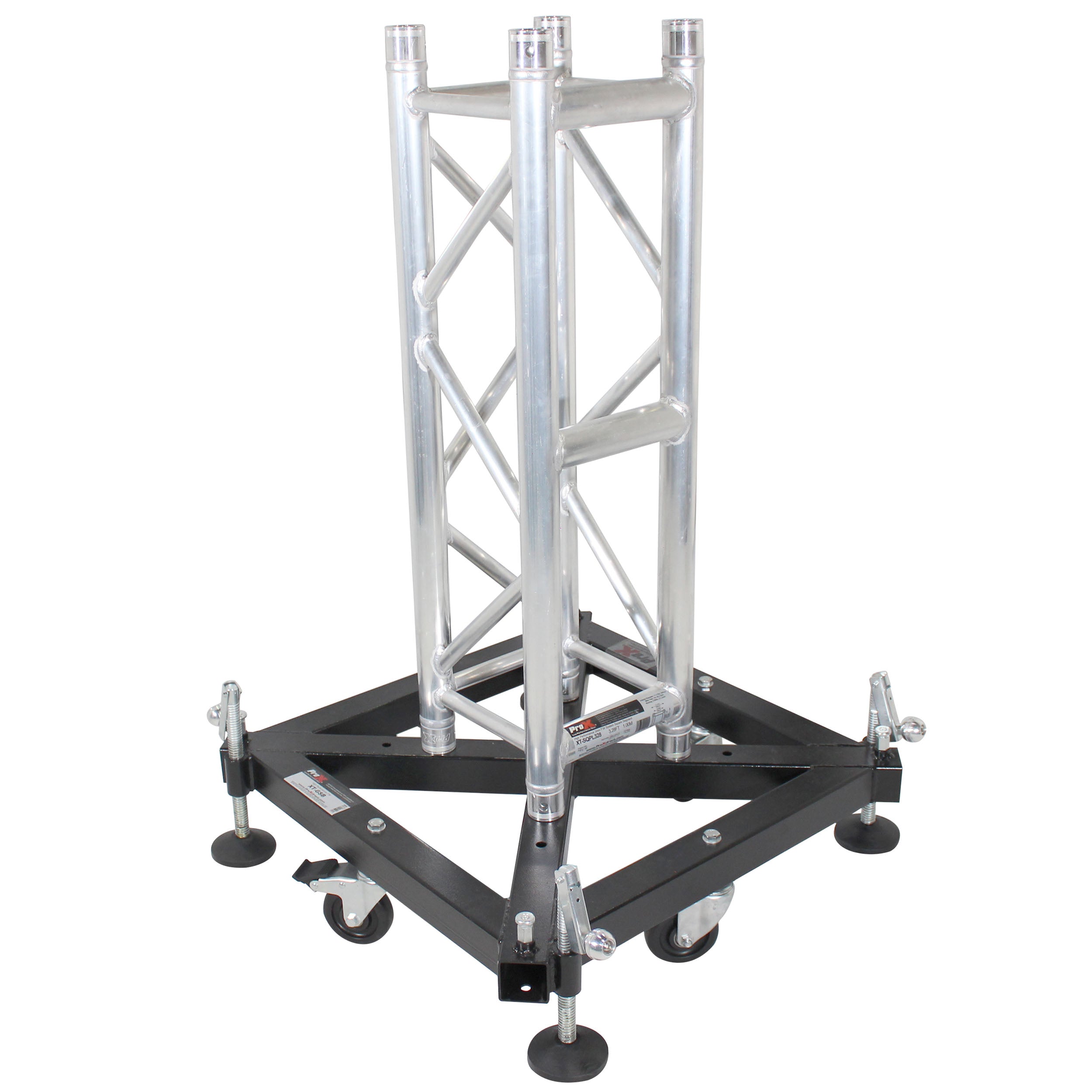 PRO Truss Tower Stage Lift System Package -Top Block | Hinges | Base | Outriggers and 3.28 Ft. 3 mm Ladder Truss Segment