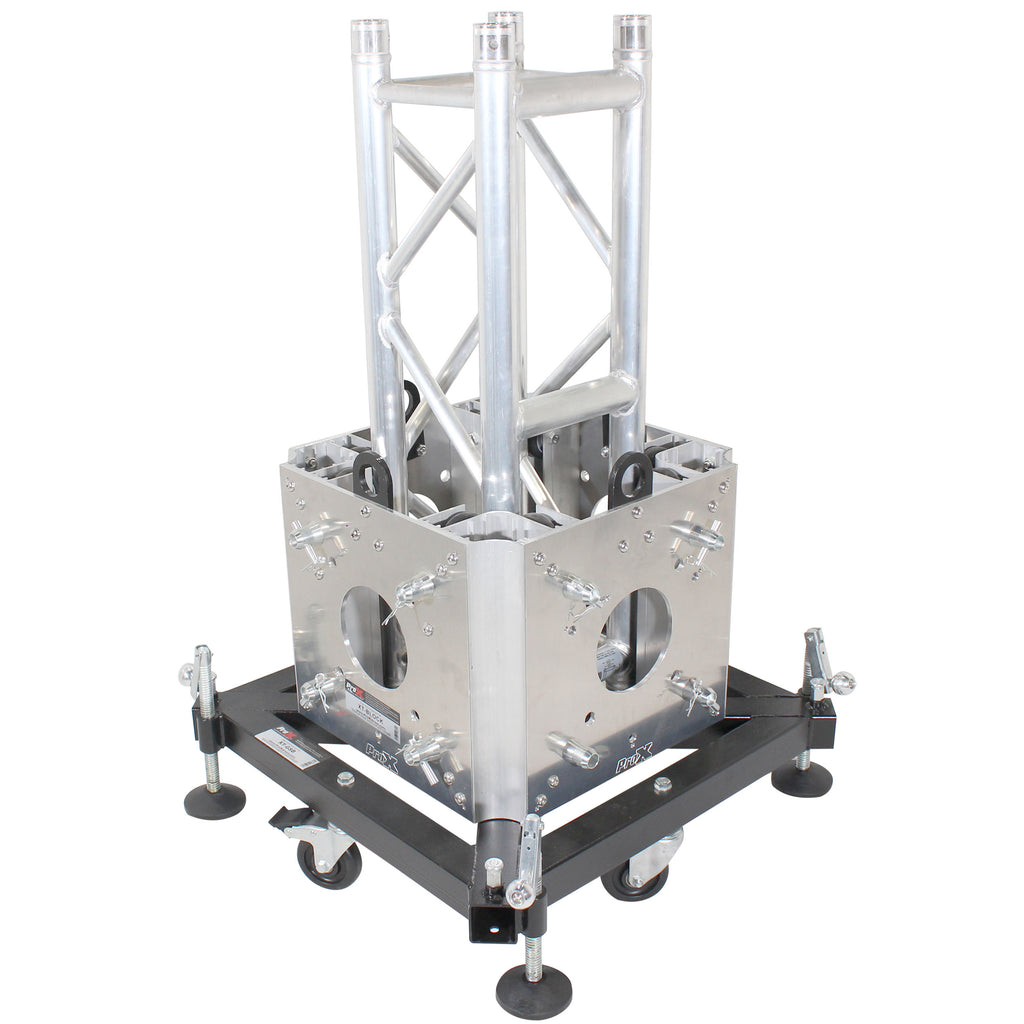 PRO Truss Tower Stage Lift System Package -Top Block | Hinges | Base | Outriggers and 3.28 Ft. 3 mm Ladder Truss Segment
