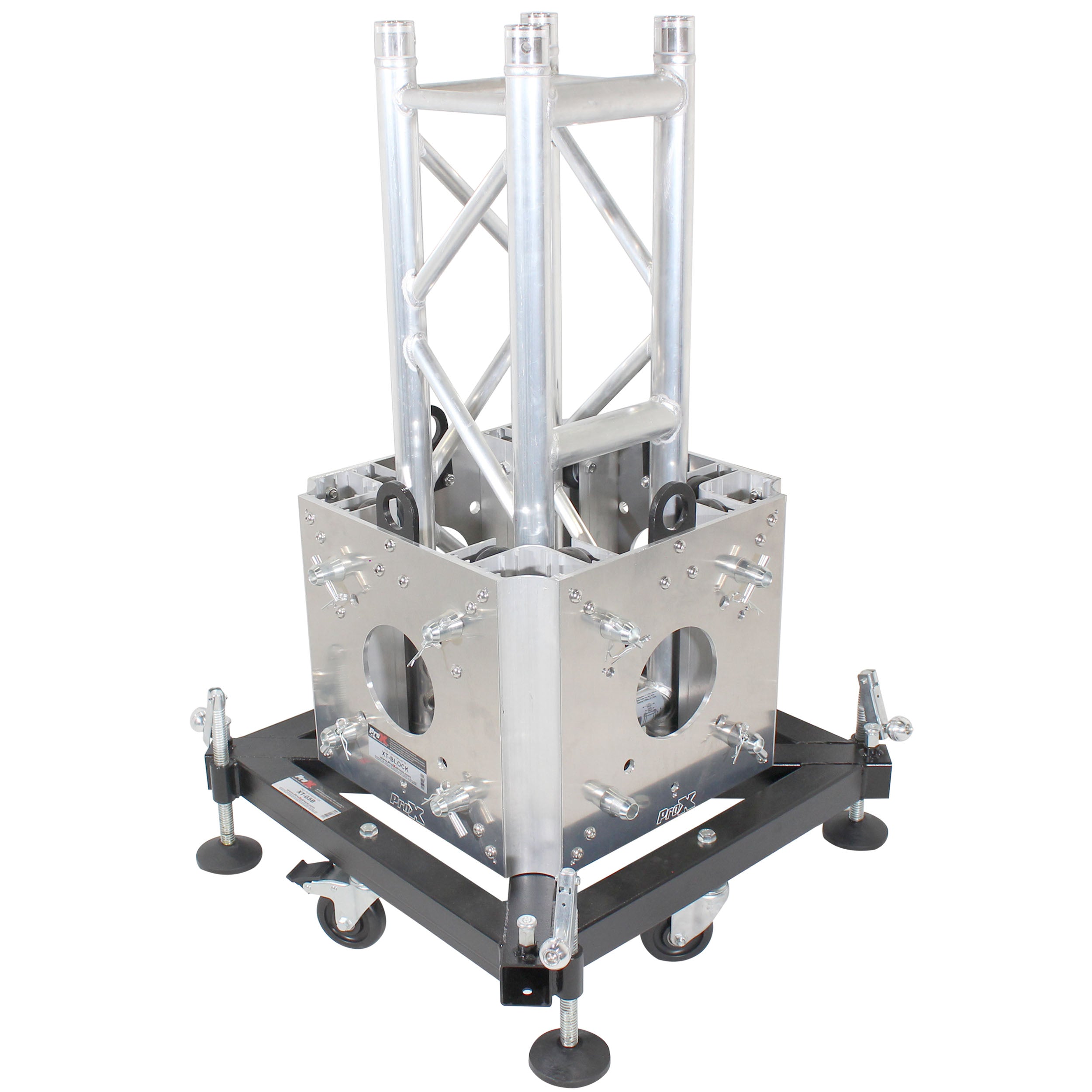 PRO Truss Tower Stage Lift System Package -Top Block | Hinges | Base | Outriggers and 3.28 Ft. 3 mm Ladder Truss Segment