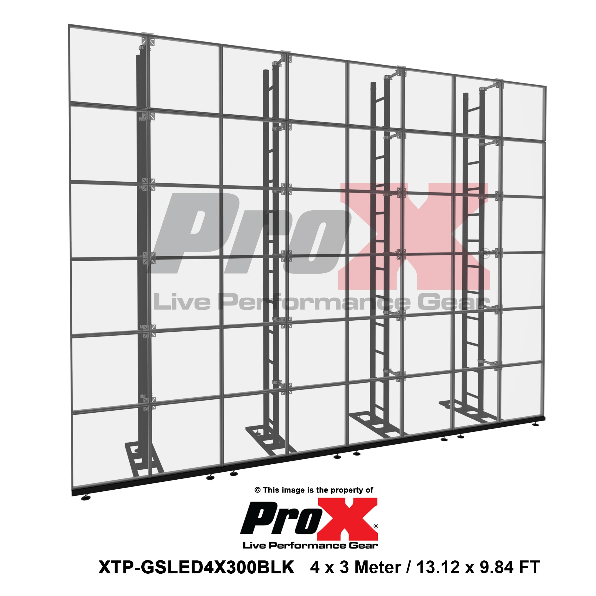 LED Video Display Panel Ground Support System Package 4M/13.12FT Width x 3M/9.84FT Height in Black