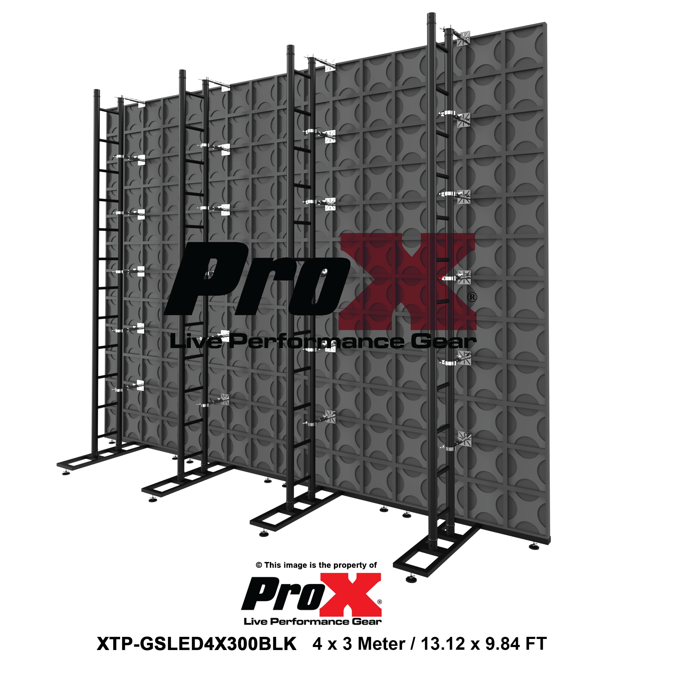LED Video Display Panel Ground Support System Package 4M/13.12FT Width x 3M/9.84FT Height in Black