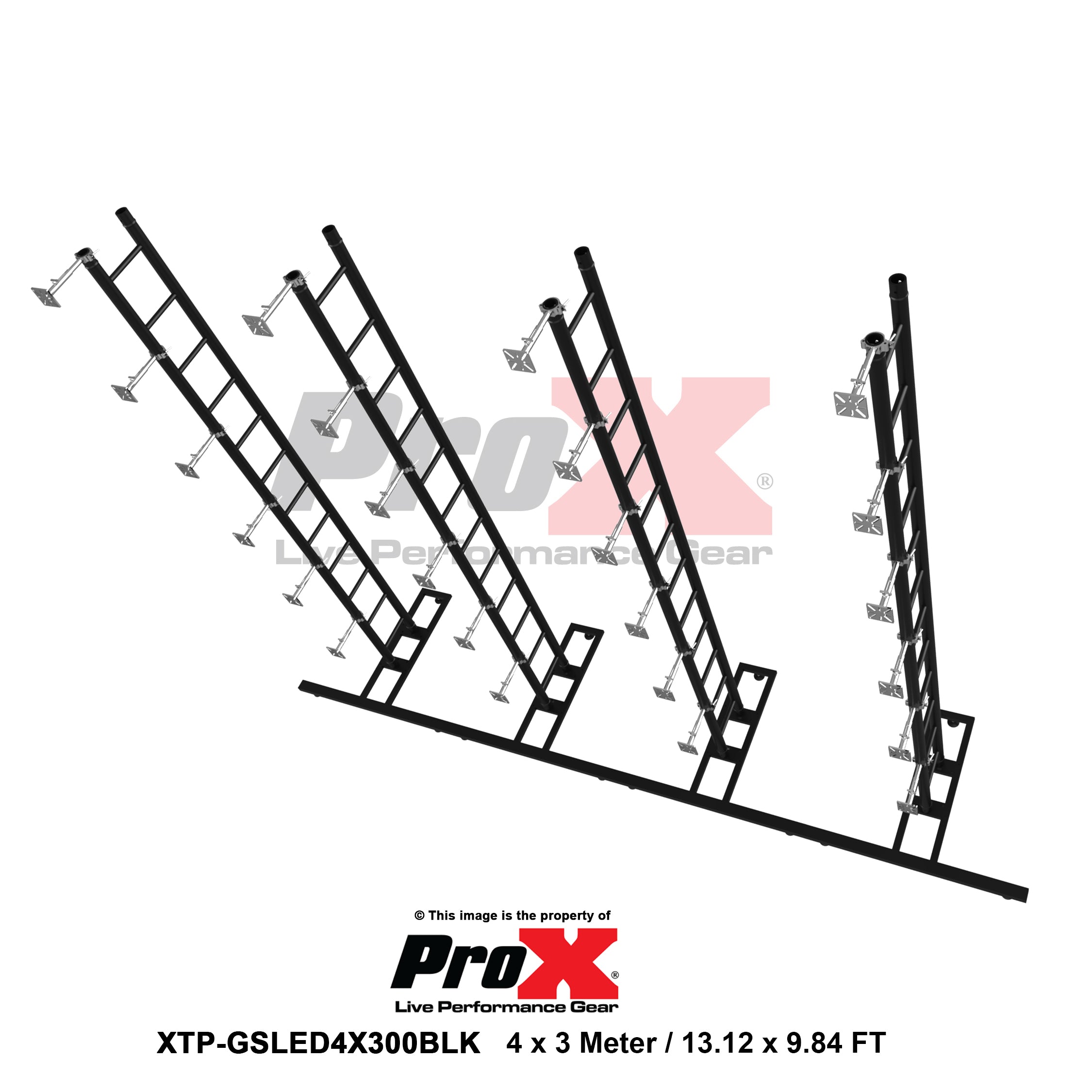 LED Video Display Panel Ground Support System Package 4M/13.12FT Width x 3M/9.84FT Height in Black