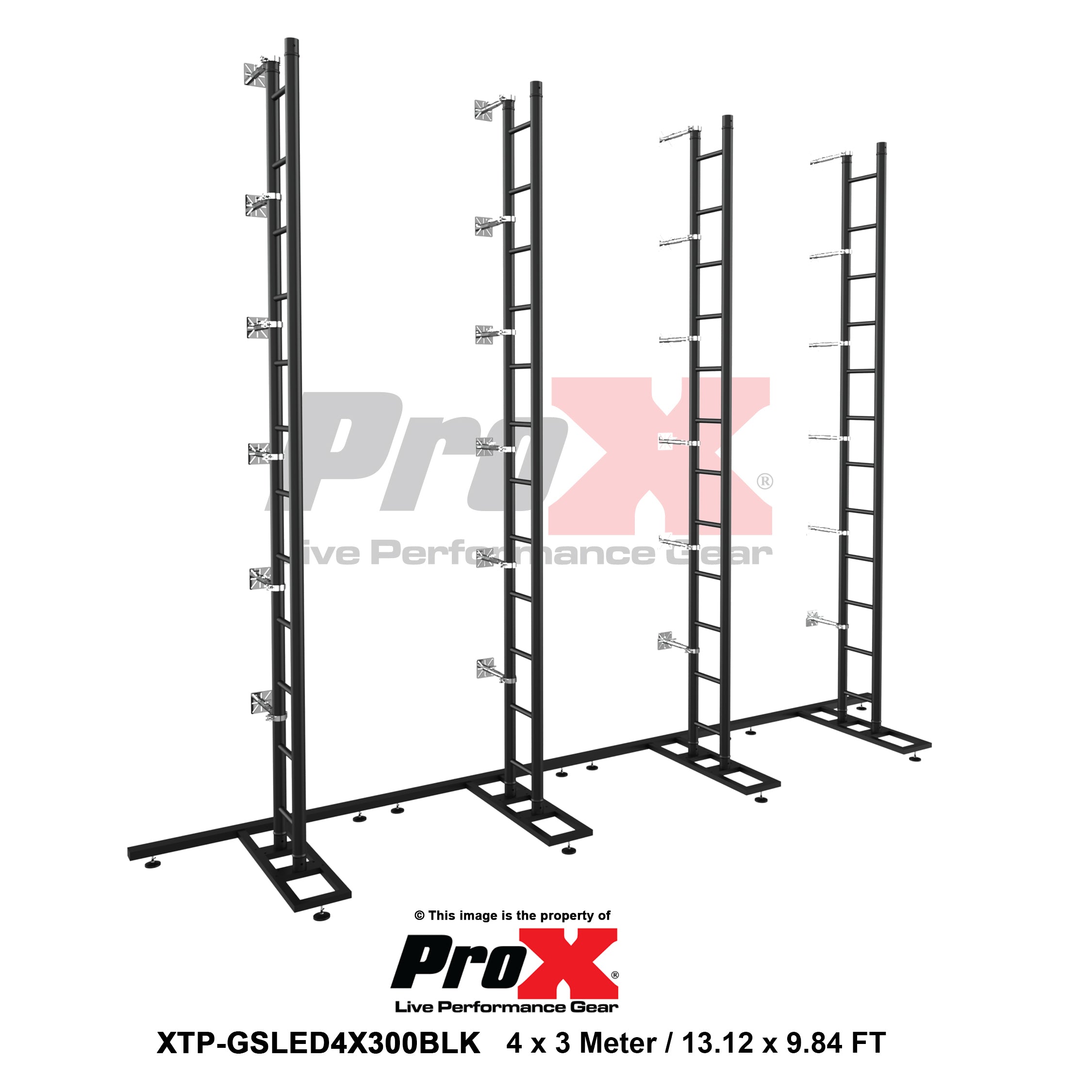 LED Video Display Panel Ground Support System Package 4M/13.12FT Width x 3M/9.84FT Height in Black