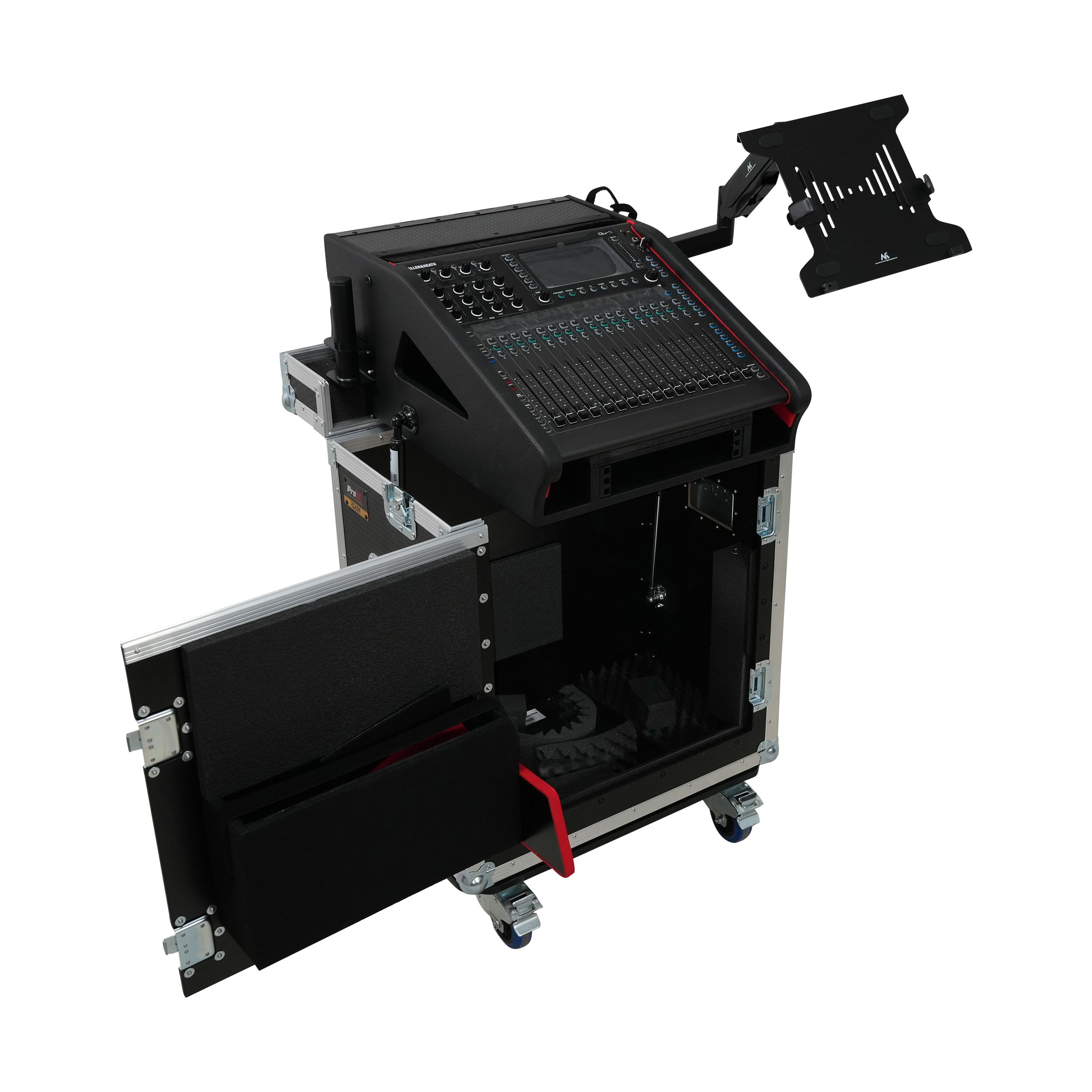 Allen and Heath QU-5 Flip-Ready Hydraulic Console Easy Retracting Lifting Case 1U and Laptop Display Arm by ZCASE