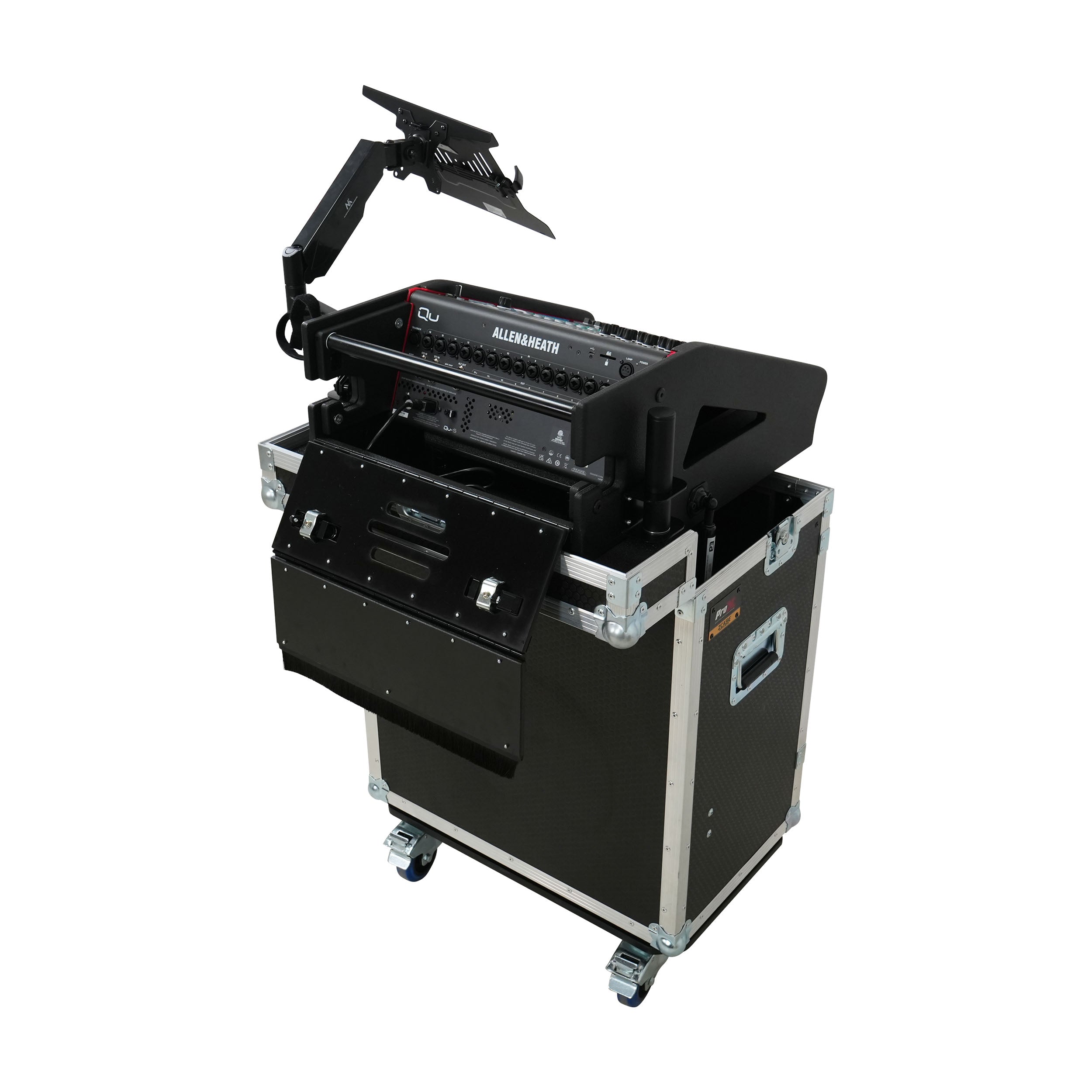 Allen and Heath QU-5 Flip-Ready Hydraulic Console Easy Retracting Lifting Case 1U and Laptop Display Arm by ZCASE