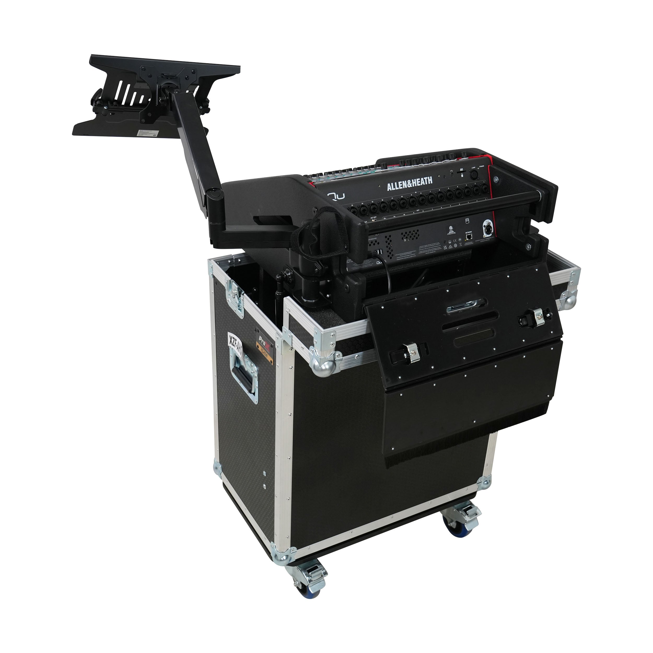 Allen and Heath QU-5 Flip-Ready Hydraulic Console Easy Retracting Lifting Case 1U and Laptop Display Arm by ZCASE