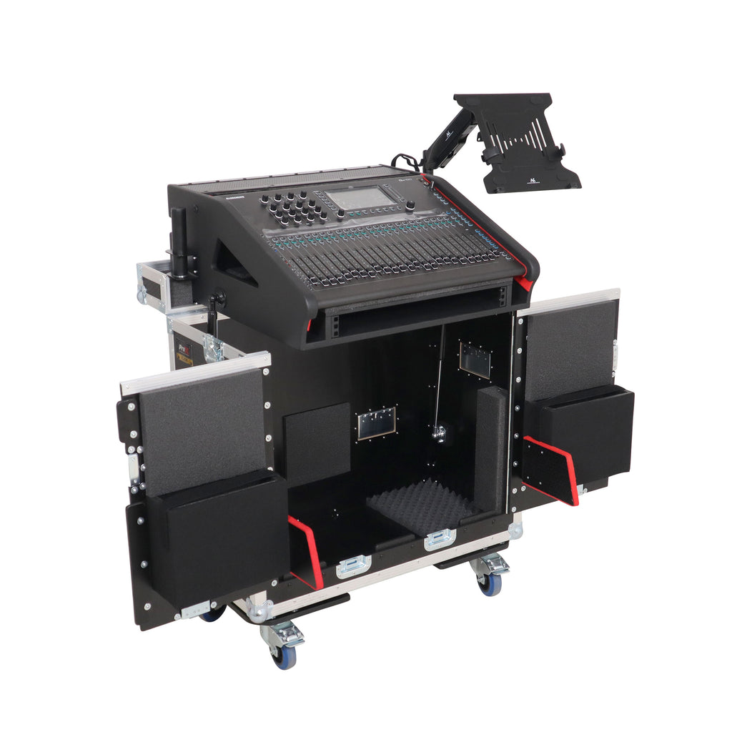 Allen and Heath QU-6 Flip-Ready Hydraulic Console Easy Retracting Lifting Case 1U and Laptop Display Arm by ZCASE