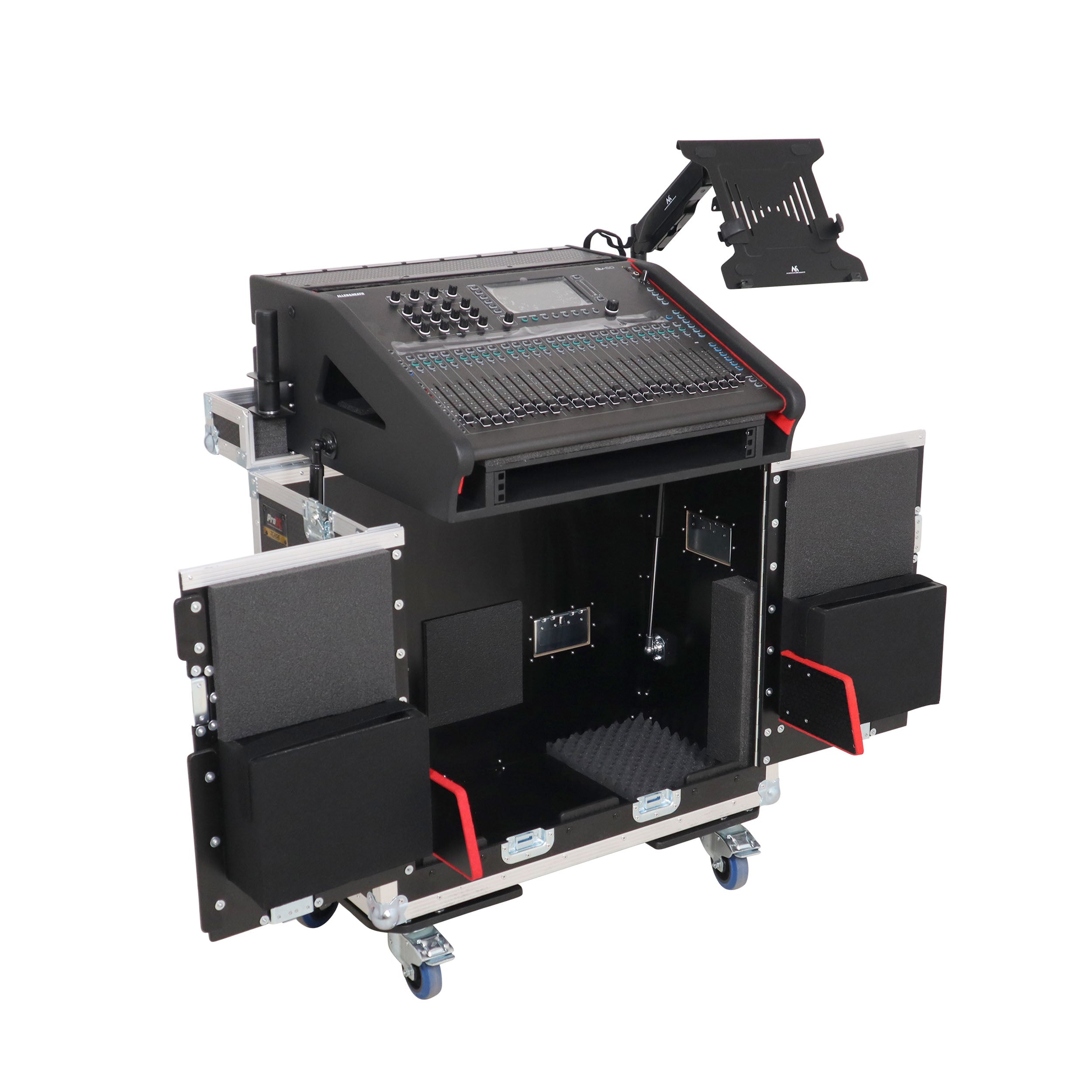Allen and Heath QU-6 Flip-Ready Hydraulic Console Easy Retracting Lifting Case 1U and Laptop Display Arm by ZCASE