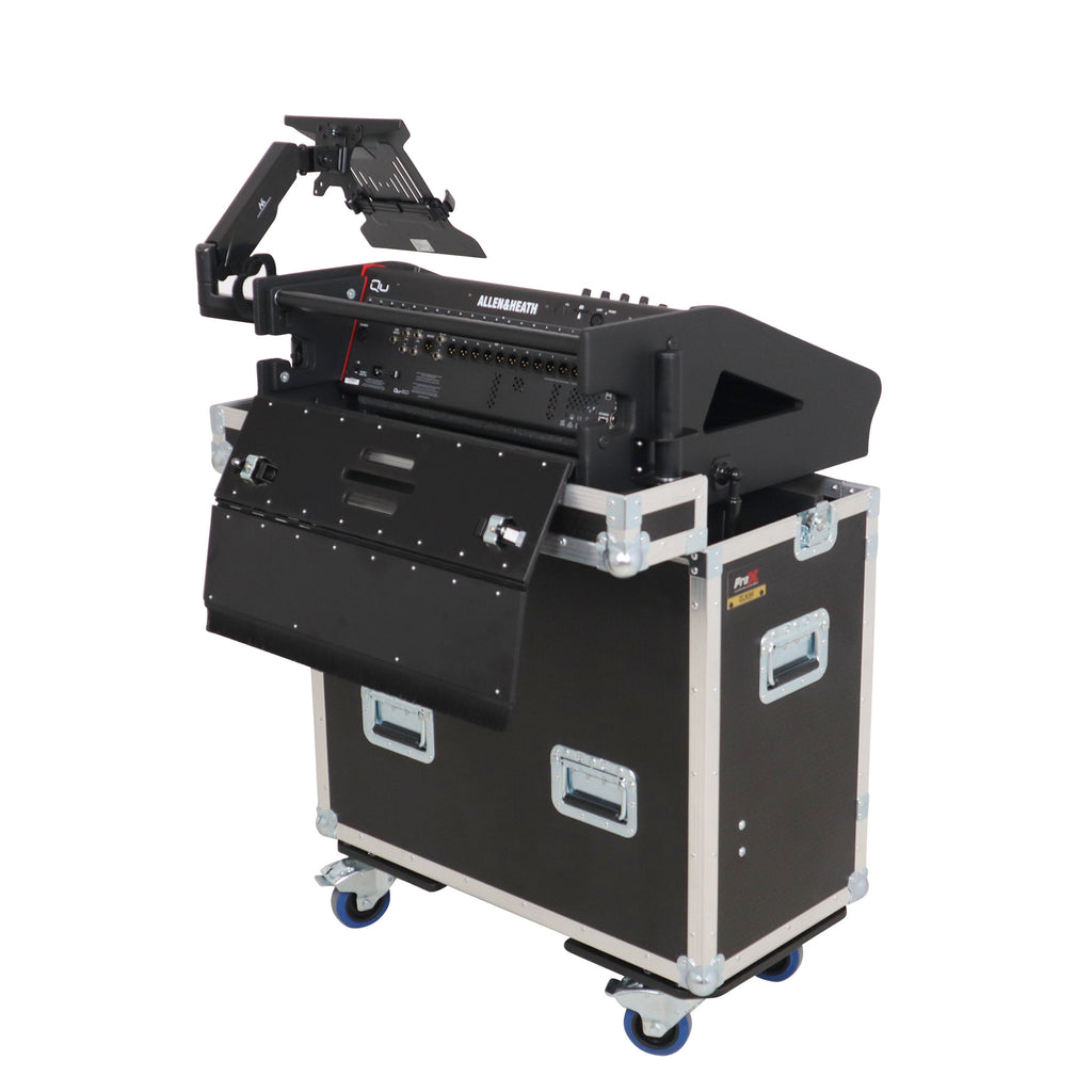 Allen and Heath QU-6 Flip-Ready Hydraulic Console Easy Retracting Lifting Case 1U and Laptop Display Arm by ZCASE
