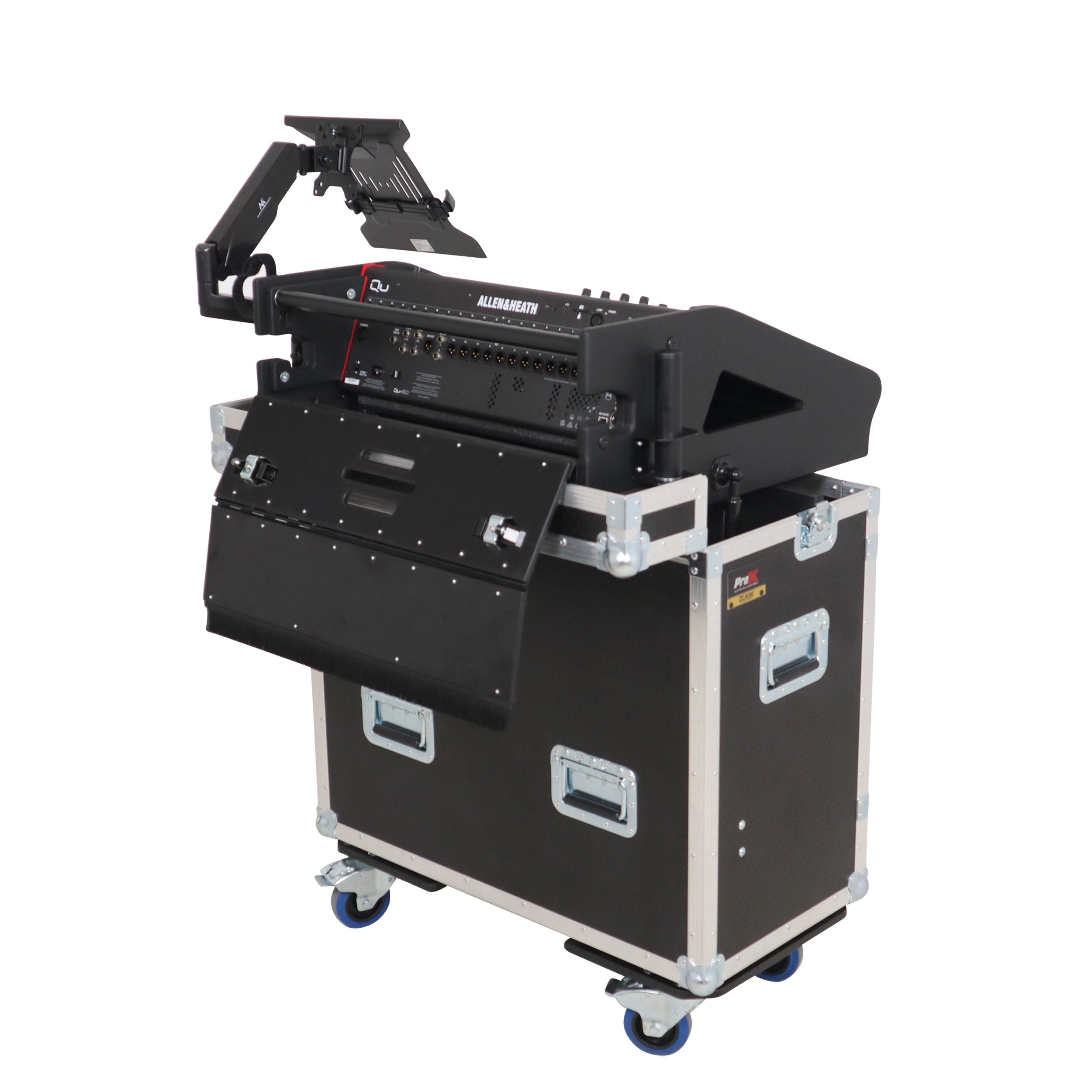 Allen and Heath QU-6 Flip-Ready Hydraulic Console Easy Retracting Lifting Case 1U and Laptop Display Arm by ZCASE