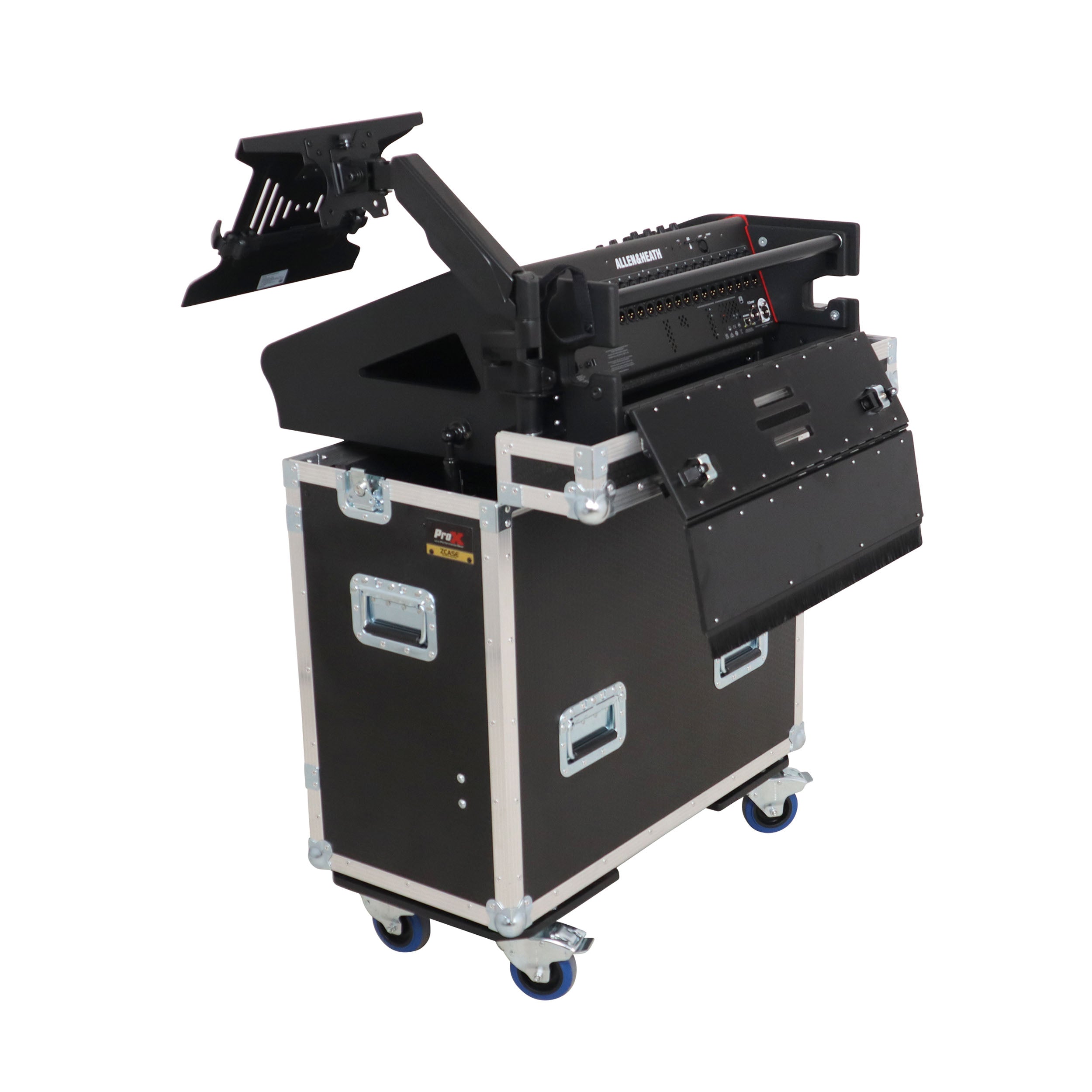 Allen and Heath QU-6 Flip-Ready Hydraulic Console Easy Retracting Lifting Case 1U and Laptop Display Arm by ZCASE