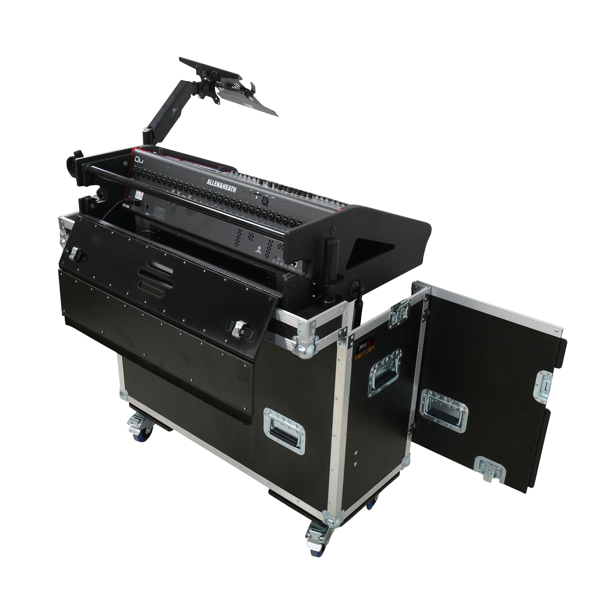Allen and Heath QU-7 Flip-Ready Hydraulic Console Easy Retracting Lifting Case 1U and Laptop Display Arm by ZCASE