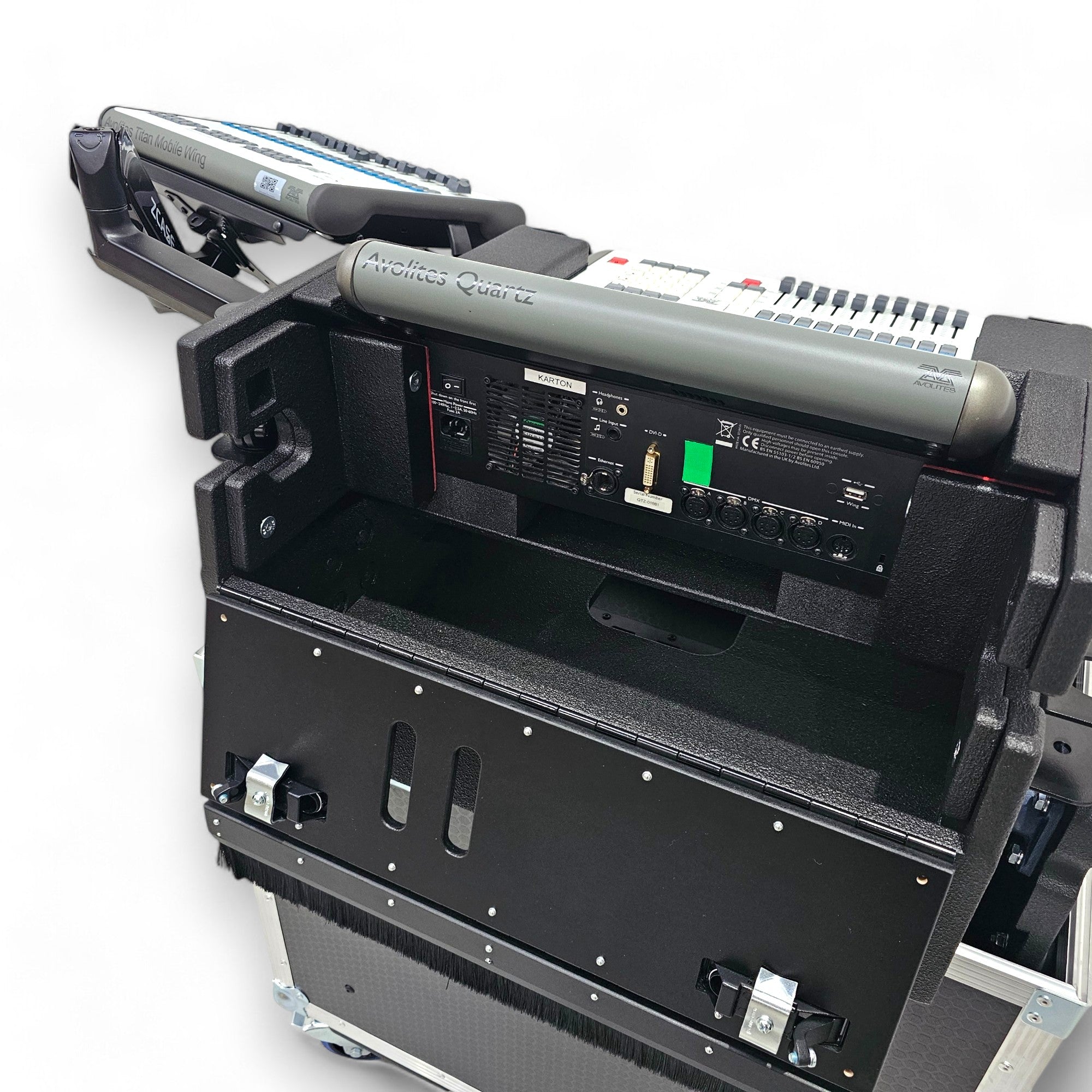 AVOLITES QUARTZ Flip-Ready Hydraulic Console Easy Retracting Lifting Case by ZCASE