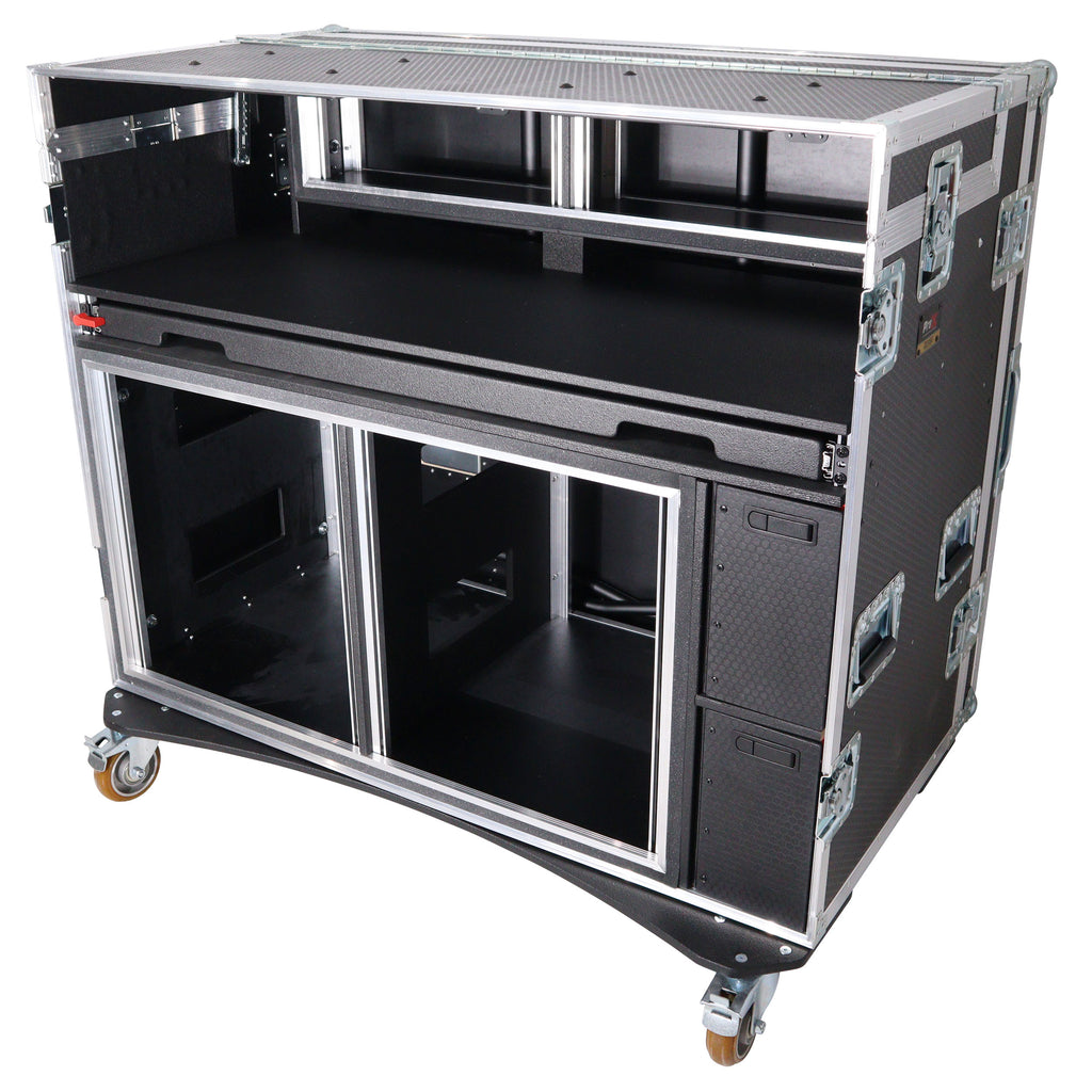 Mobile AV Broadcasting Streaming Recording Studio Workstation Case with 2x 4U Top 2x 12U Bottom