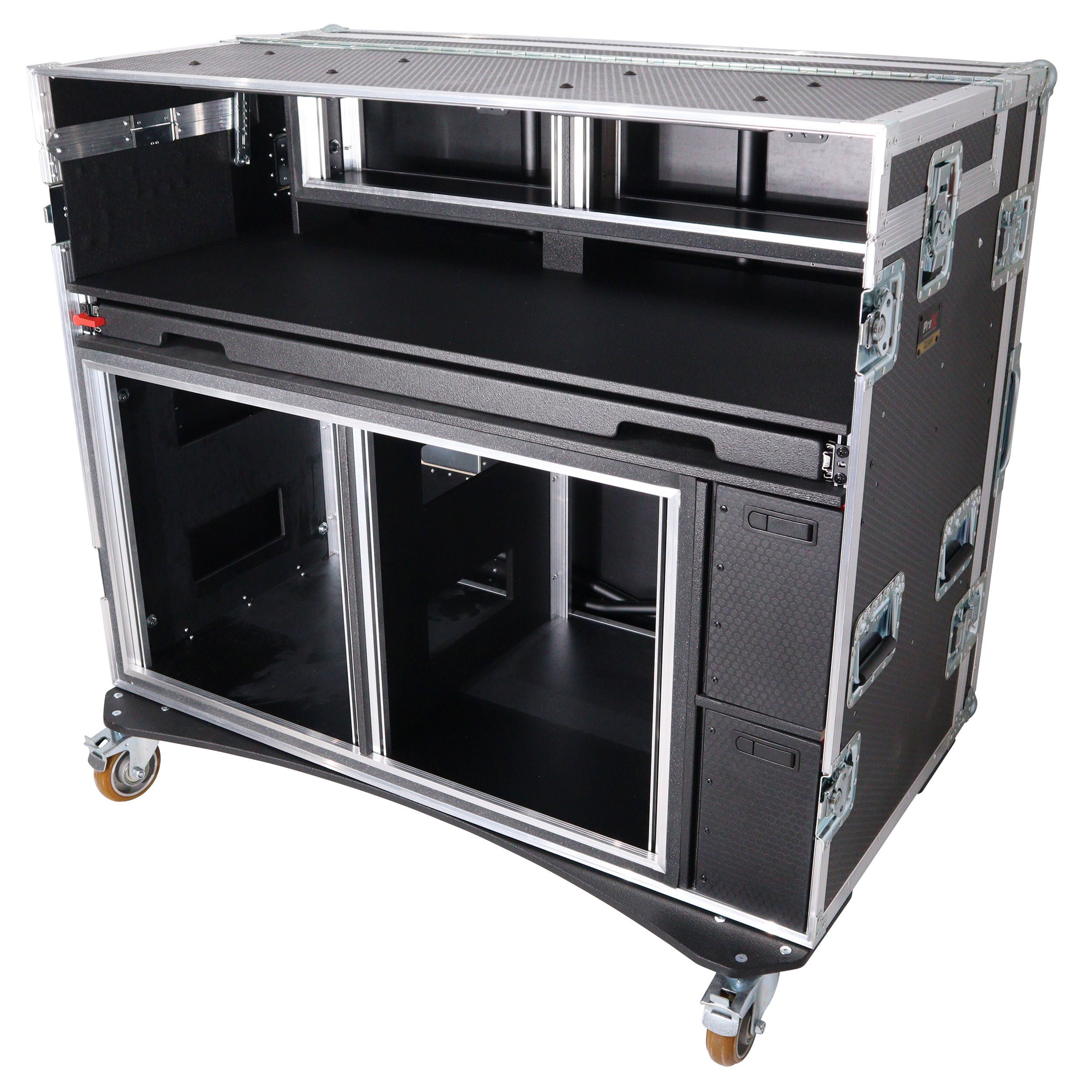 Mobile AV Broadcasting Streaming Recording Studio Workstation Case with 2x 4U Top 2x 12U Bottom