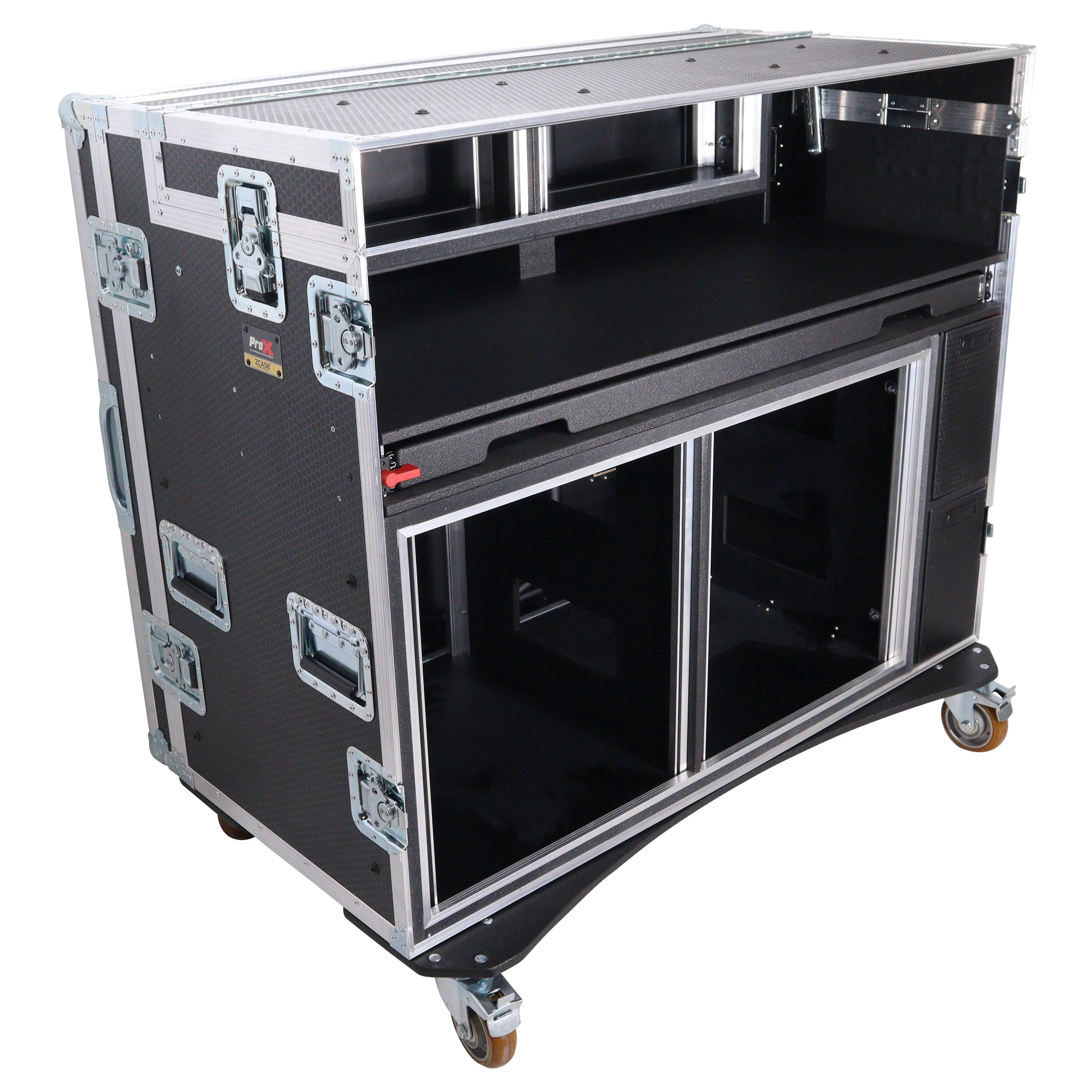 Mobile AV Broadcasting Streaming Recording Studio Workstation Case with 2x 4U Top 2x 12U Bottom