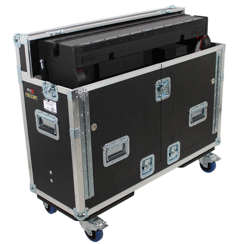 Behringer Wing Flip-Ready Hydraulic Console Easy Retracting Lifting Flight Case and wheels