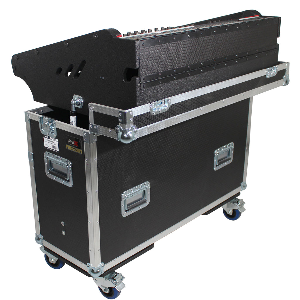 Behringer Wing Flip-Ready Hydraulic Console Easy Retracting Lifting Flight Case and wheels