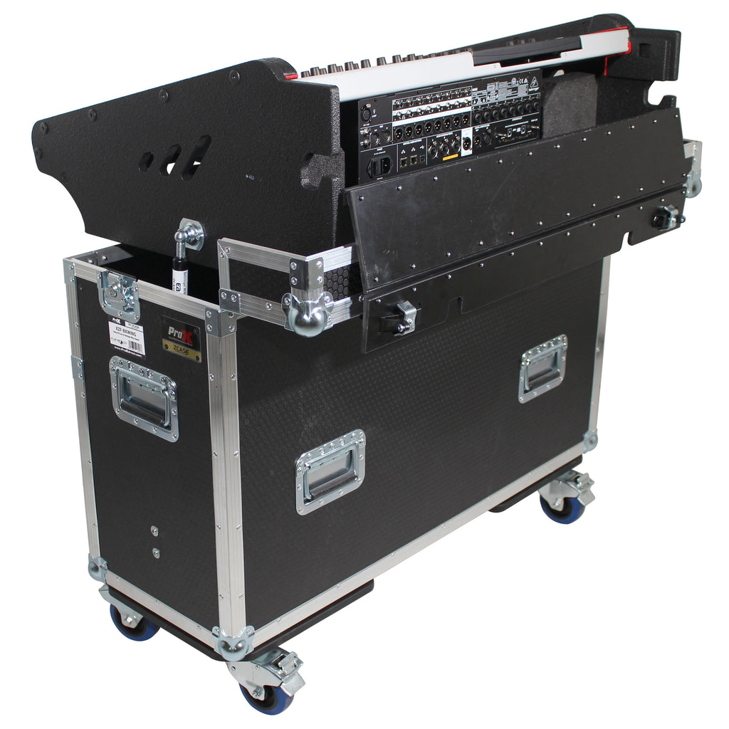 Behringer Wing Flip-Ready Hydraulic Console Easy Retracting Lifting Flight Case and wheels