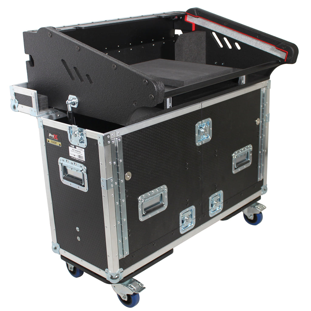 Behringer Wing Flip-Ready Hydraulic Console Easy Retracting Lifting Flight Case and wheels