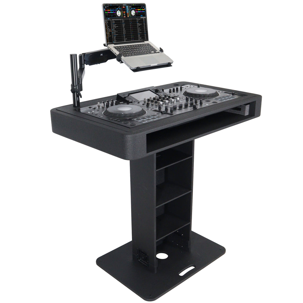 Control Tower DJ Podium with Road Cases for Pioneer DDJ-REV7 DDJ-FLX10 XDJ-XZ  RANE Four - Black Finish