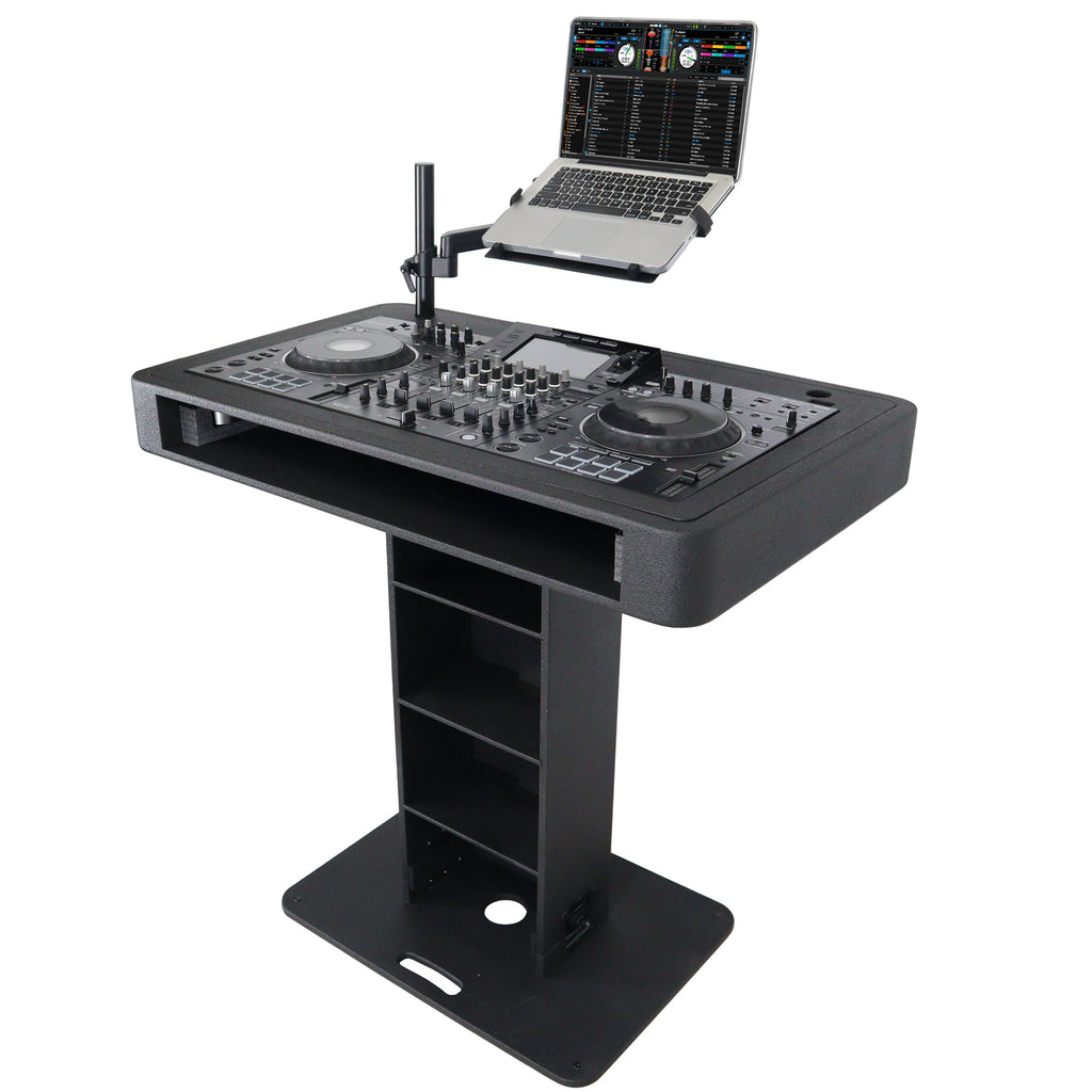 Control Tower DJ Podium with Road Cases for Pioneer DDJ-REV7 DDJ-FLX10 XDJ-XZ  RANE Four - Black Finish
