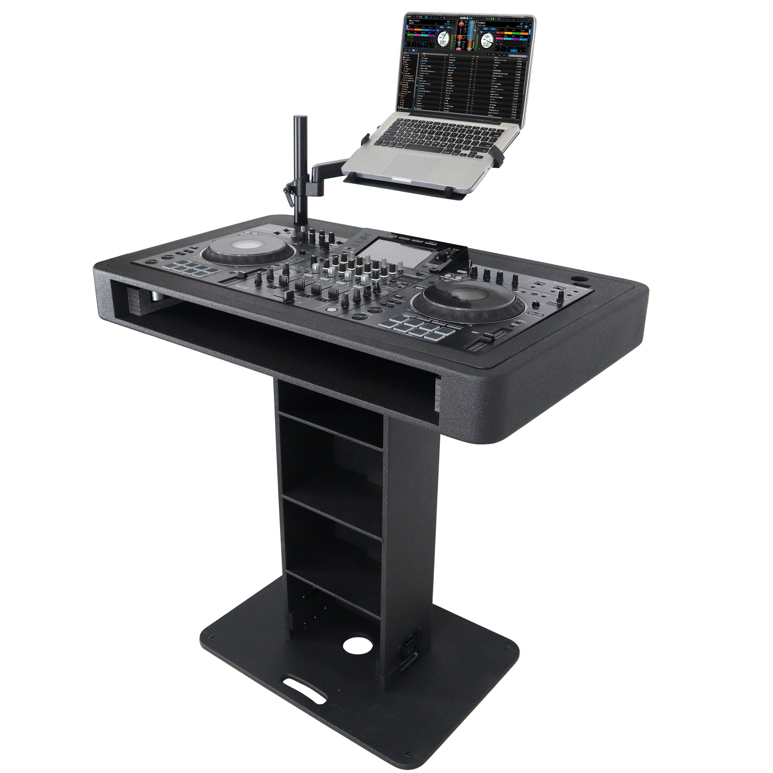 Control Tower DJ Podium with Road Cases for Pioneer DDJ-REV7 DDJ-FLX10 XDJ-XZ  RANE Four - Black Finish