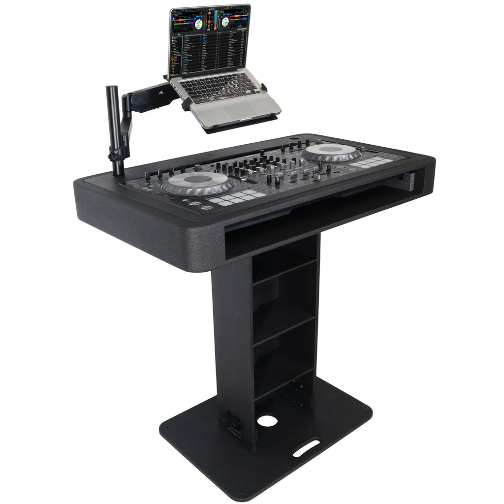 Control Tower DJ Podium with Road Cases for Pioneer DDJ-REV7 DDJ-FLX10 XDJ-XZ  RANE Four - Black Finish