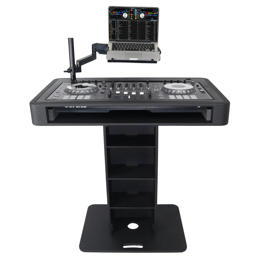 Control Tower DJ Podium with Road Cases for Pioneer DDJ-REV7 DDJ-FLX10 XDJ-XZ  RANE Four - Black Finish