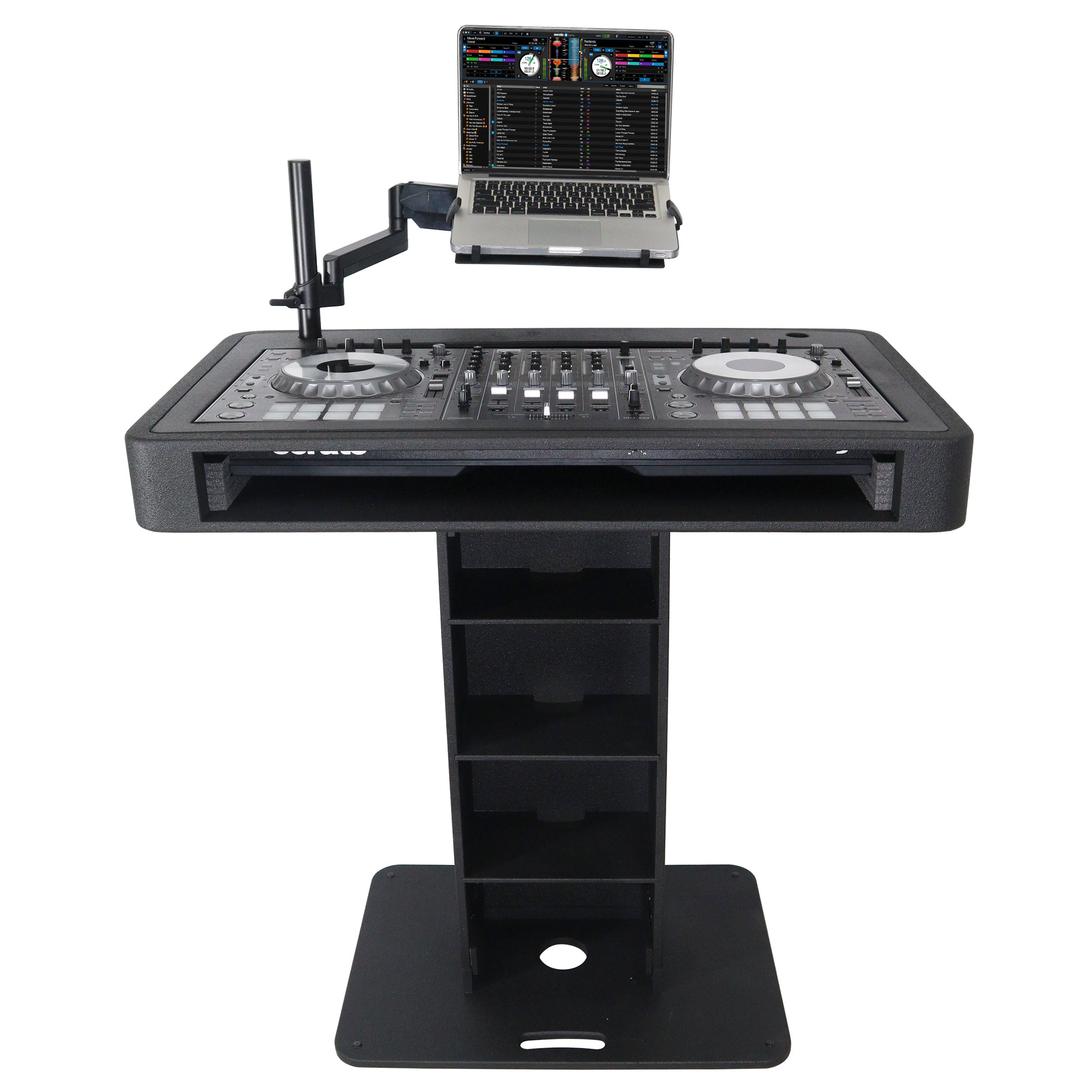 Control Tower DJ Podium with Road Cases for Pioneer DDJ-REV7 DDJ-FLX10 XDJ-XZ  RANE Four - Black Finish