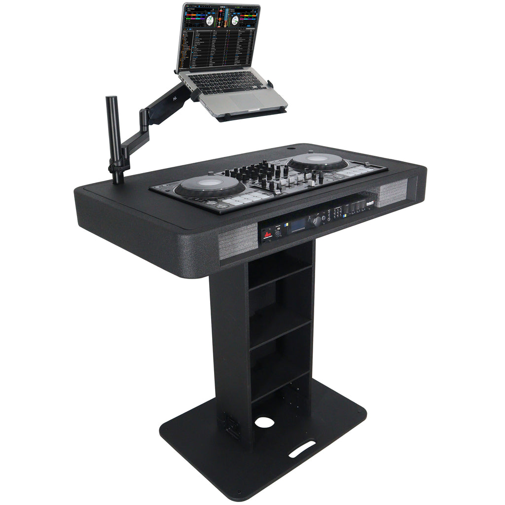 Control Tower DJ Podium with Road Cases for Pioneer DDJ-REV7 DDJ-FLX10 XDJ-XZ  RANE Four - Black Finish
