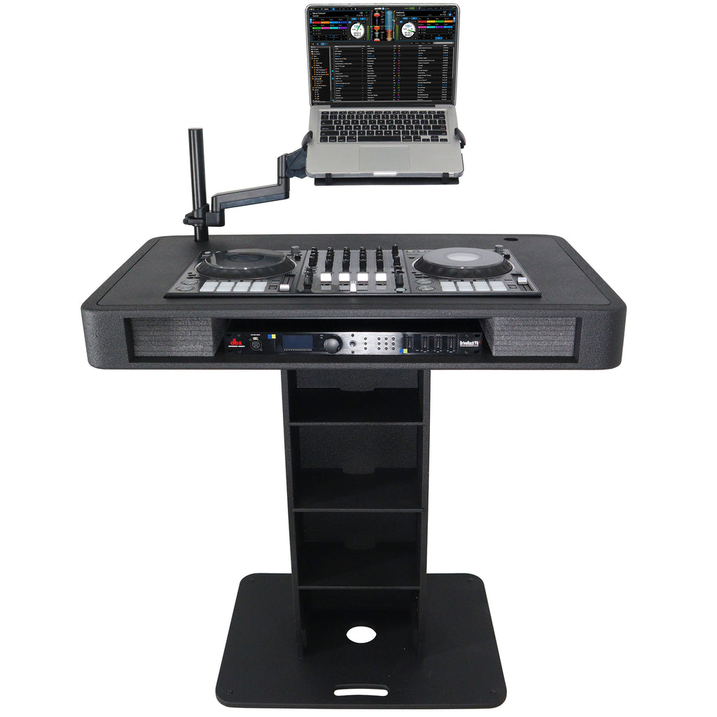 Control Tower DJ Podium with Road Cases for Pioneer DDJ-REV7 DDJ-FLX10 XDJ-XZ  RANE Four - Black Finish
