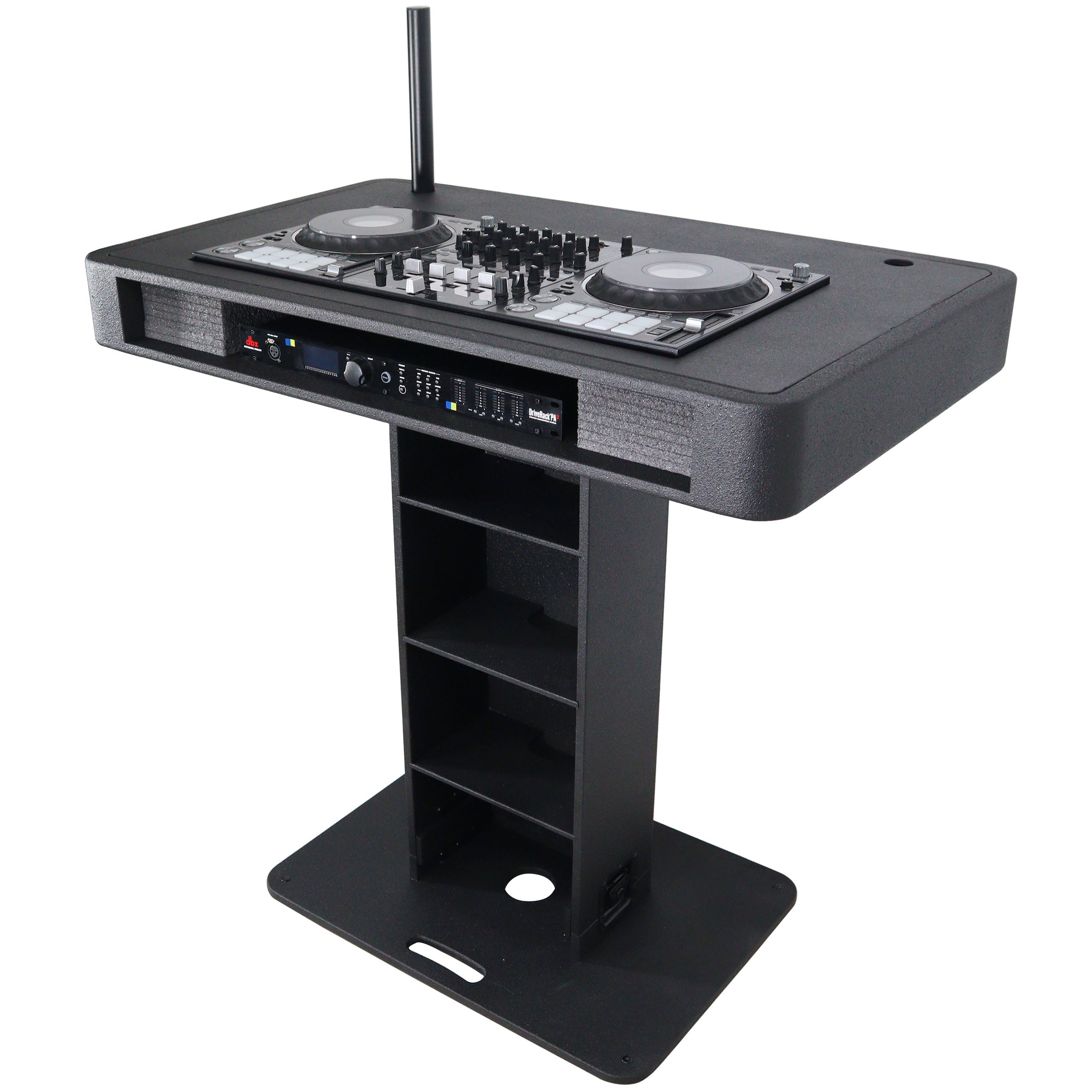 Control Tower DJ Podium with Road Cases for Pioneer DDJ-REV7 DDJ-FLX10 XDJ-XZ  RANE Four - Black Finish