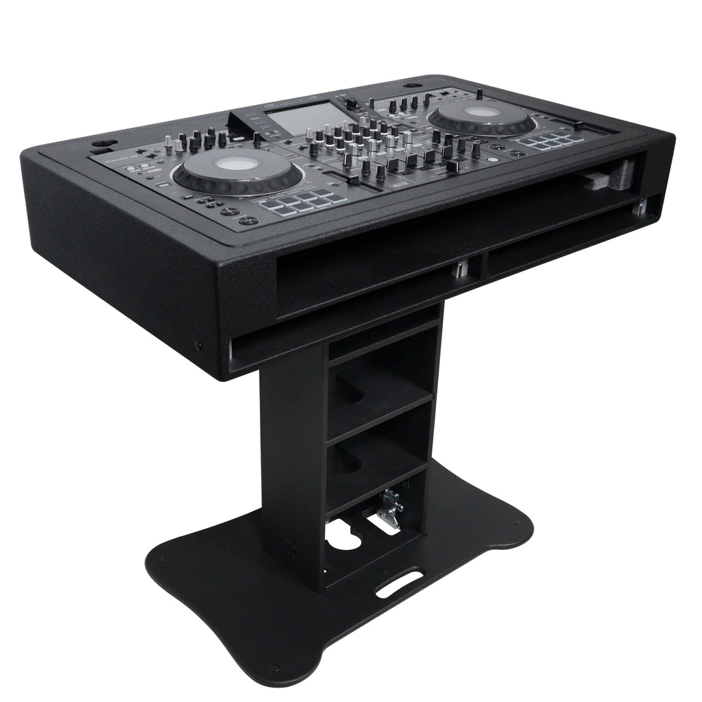 Control Tower DJ Podium with Road Cases for Pioneer DDJ-REV7 XDJ-XZ FLX10 RANE Four - Black Finish