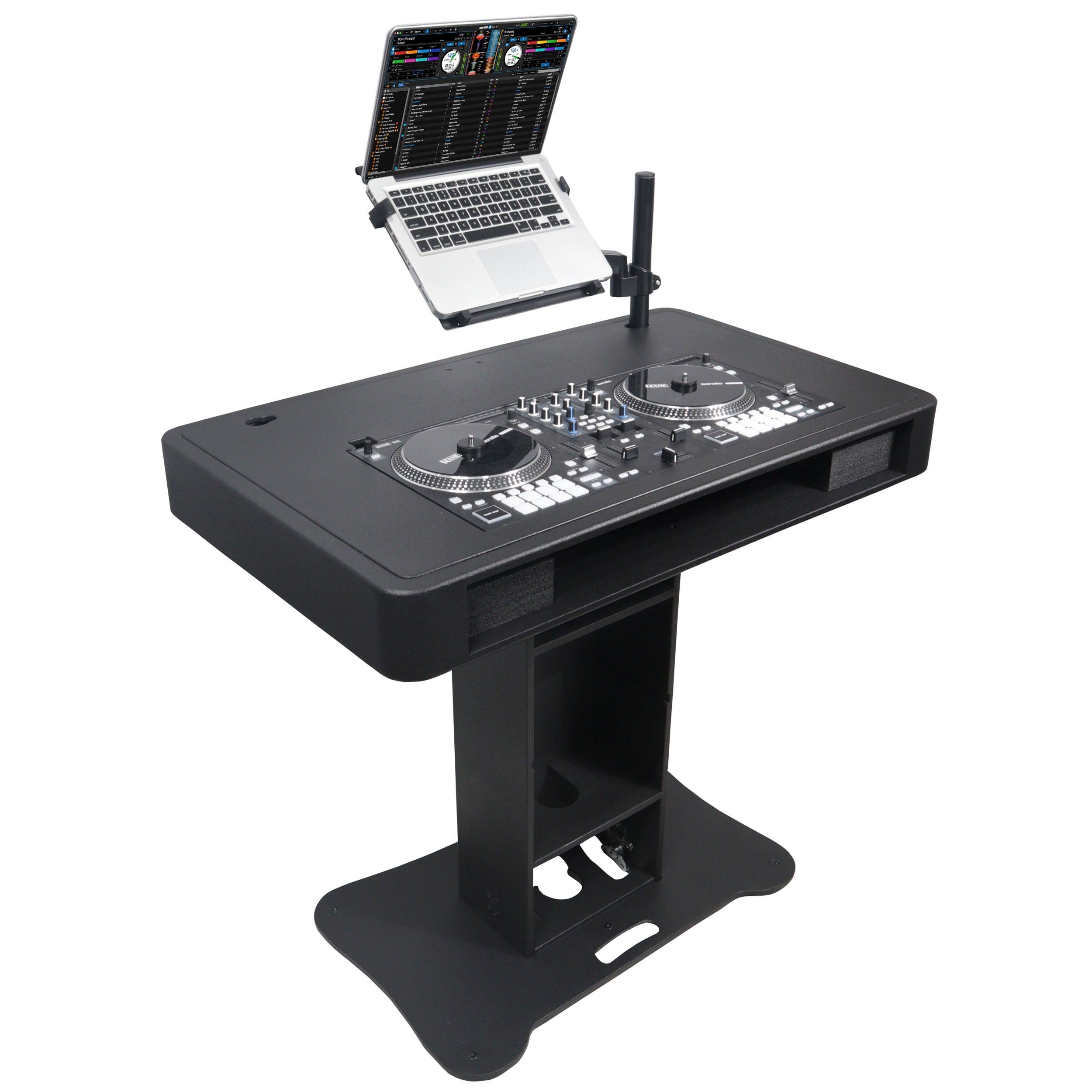 Control Tower DJ Podium with Road Cases for Pioneer DDJ-REV7 DDJ-FLX10 XDJ-XZ  RANE Four - Black Finish